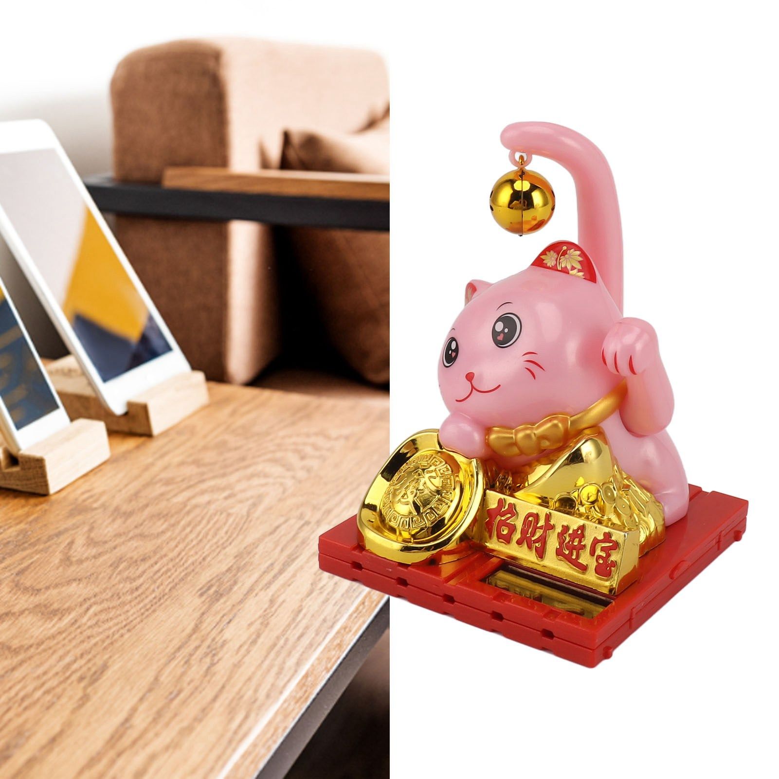 Arm Waving Fortune Cat Solar Powered Light Induction Lucky Cat Decoration for view 12