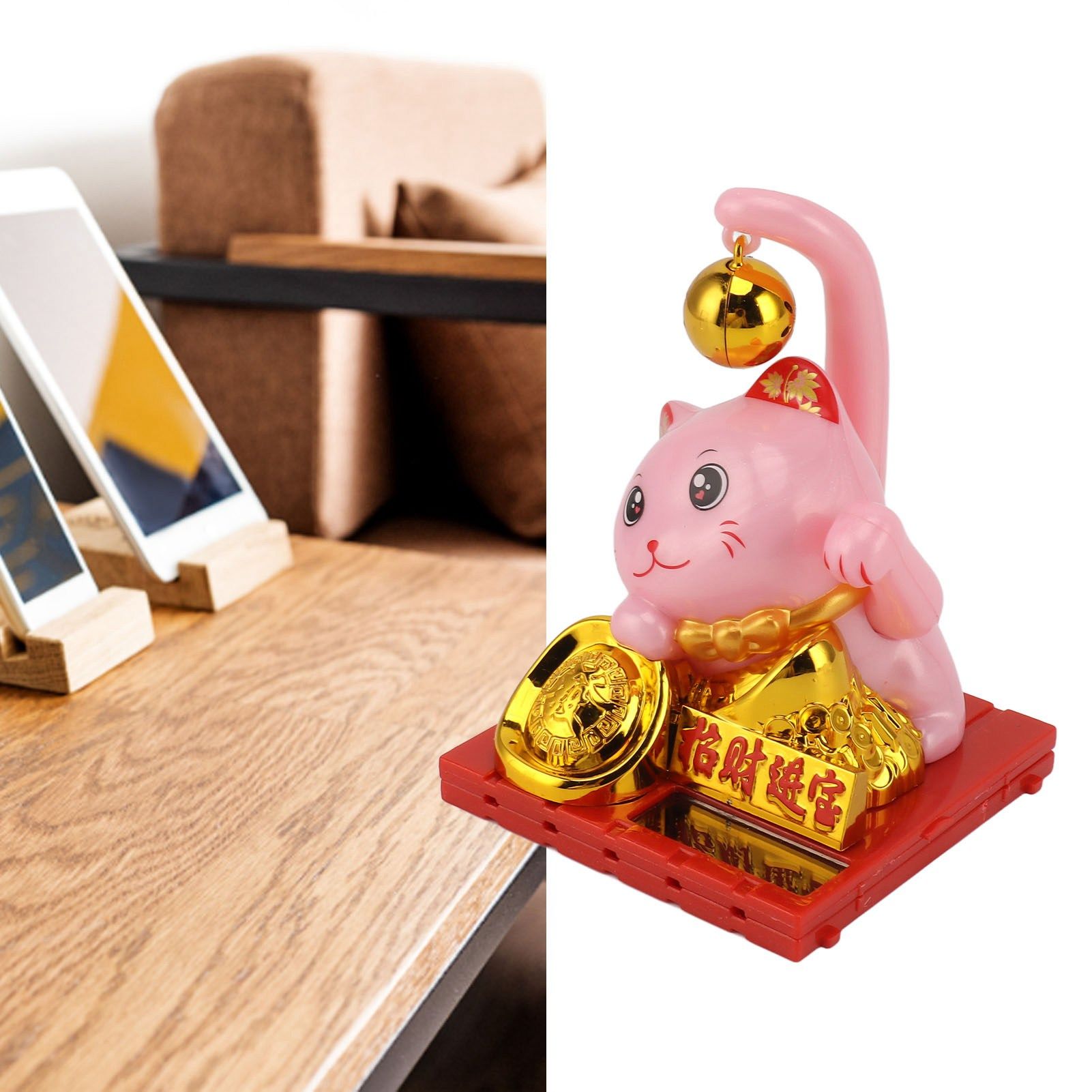 Arm Waving Fortune Cat Solar Powered Light Induction Lucky Cat Decoration for view 12