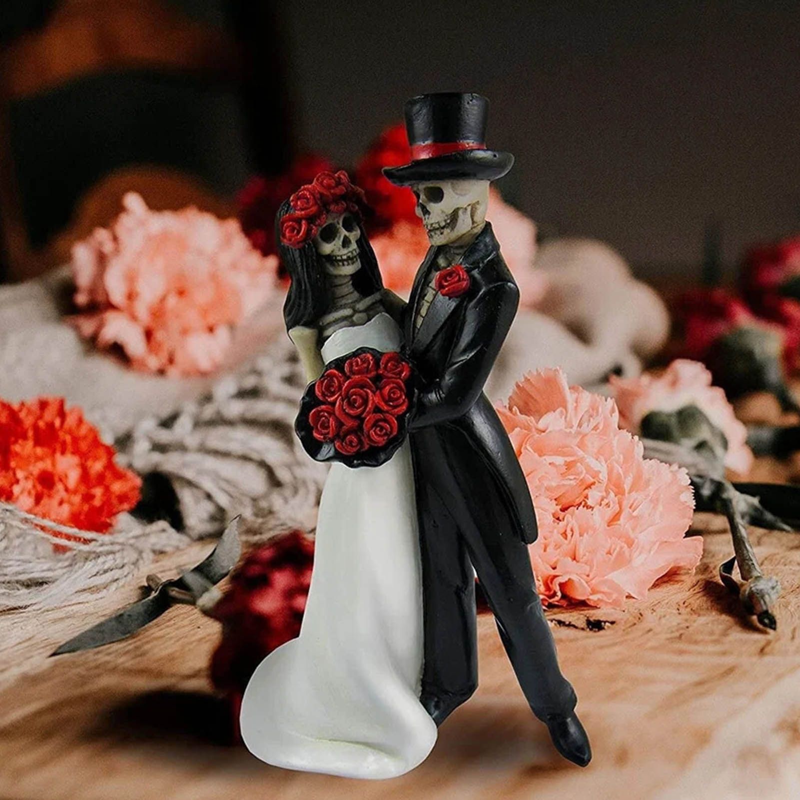 Skeleton Wedding Couple Statue Day of The Dead Dancing Skeleton Couple view 12
