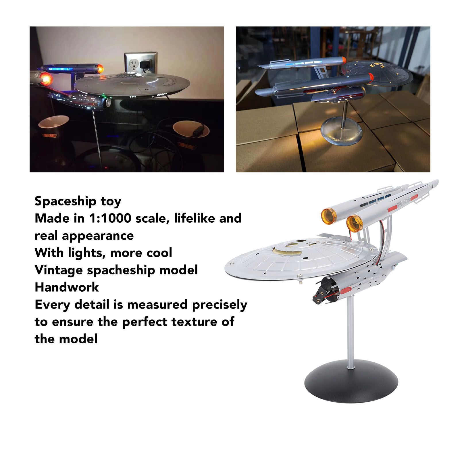 Spaceship Model with Lights 1:1000 Life Like High Durability Spaceship Toy for view 13