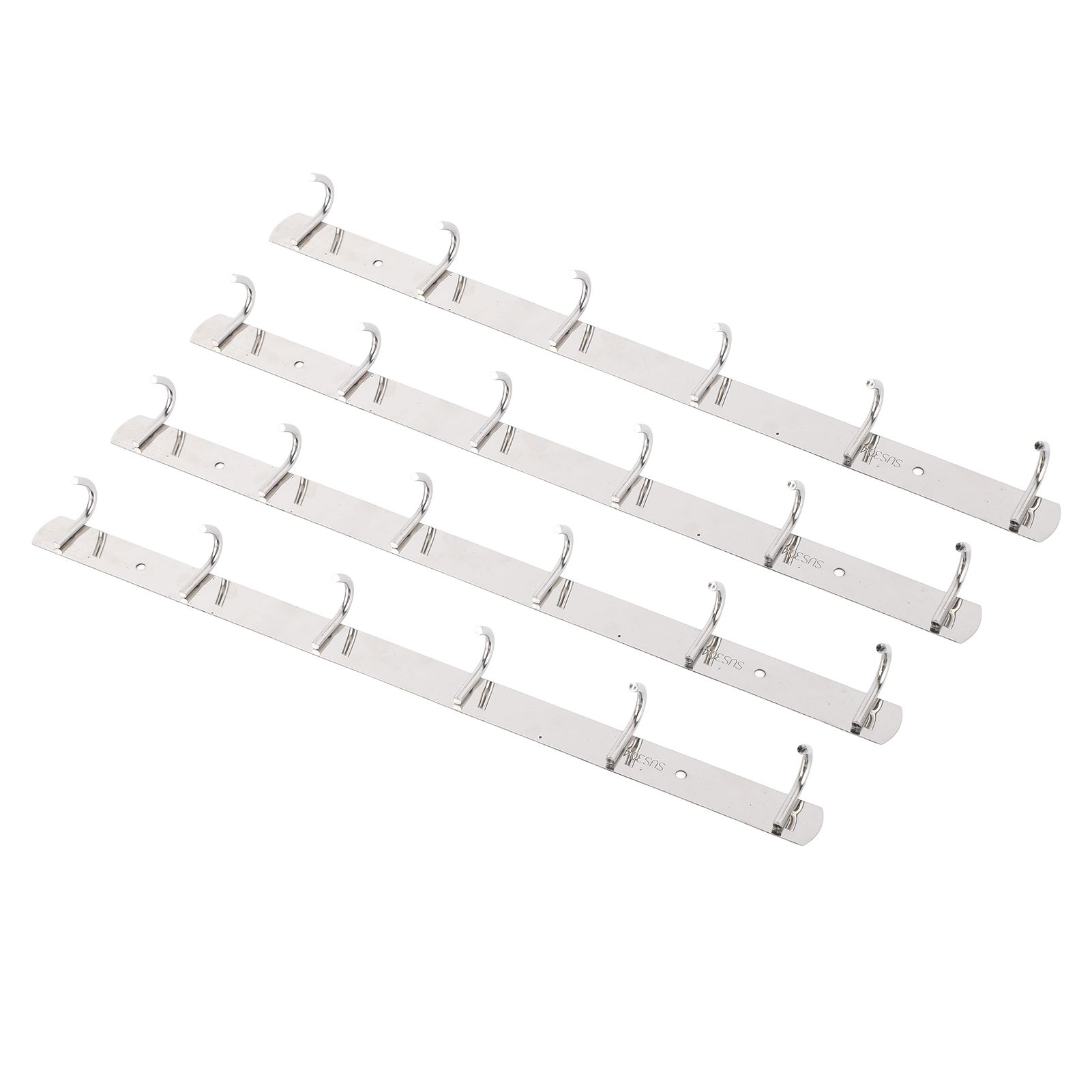 4 Pcs 6 Hooks Stainless Steel Cloak Hanger Wall Mounted Hanging Coat Rack for view 2