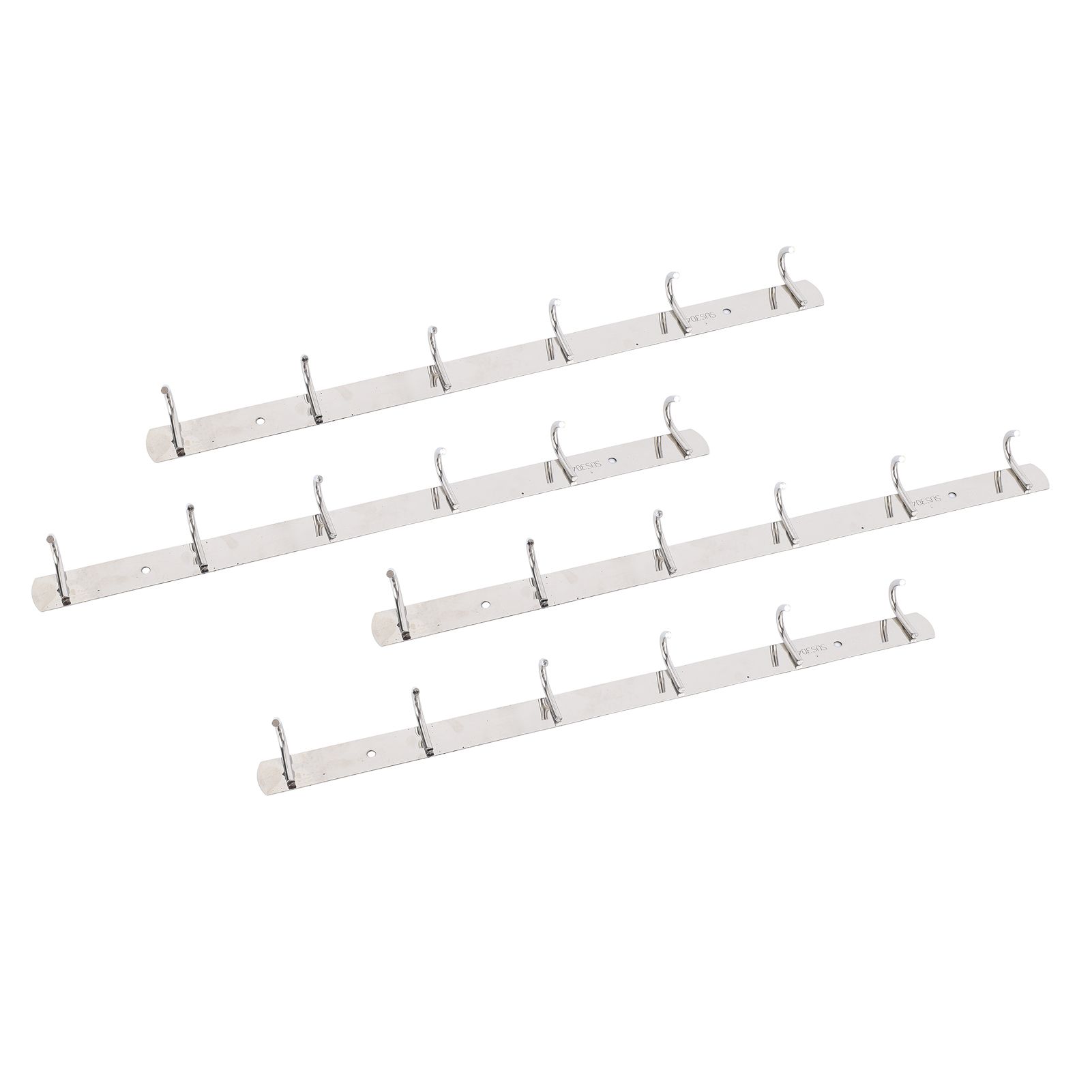 4 Pcs 6 Hooks Stainless Steel Cloak Hanger Wall Mounted Hanging Coat Rack for view 3