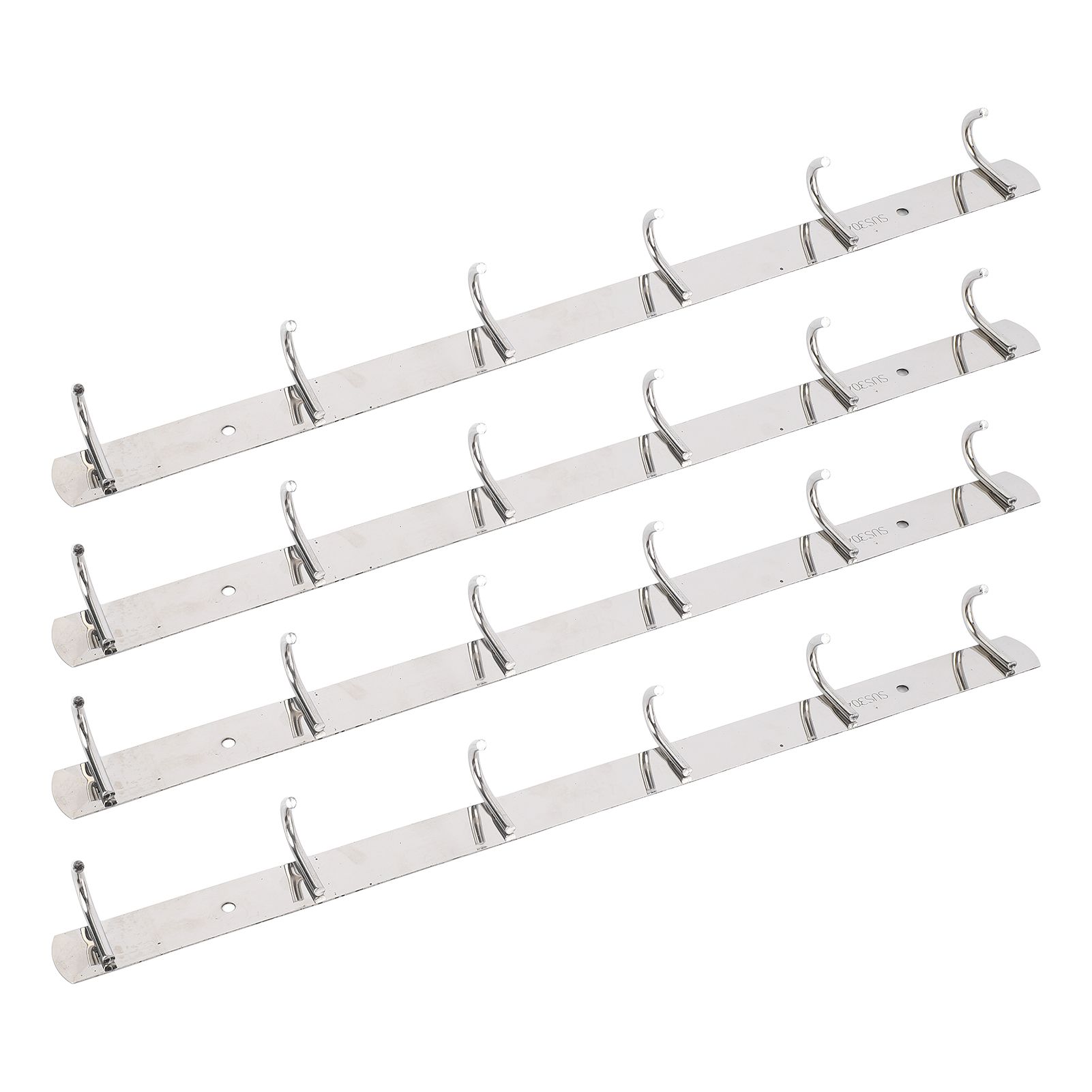 4 Pcs 6 Hooks Stainless Steel Cloak Hanger Wall Mounted Hanging Coat Rack for view 4