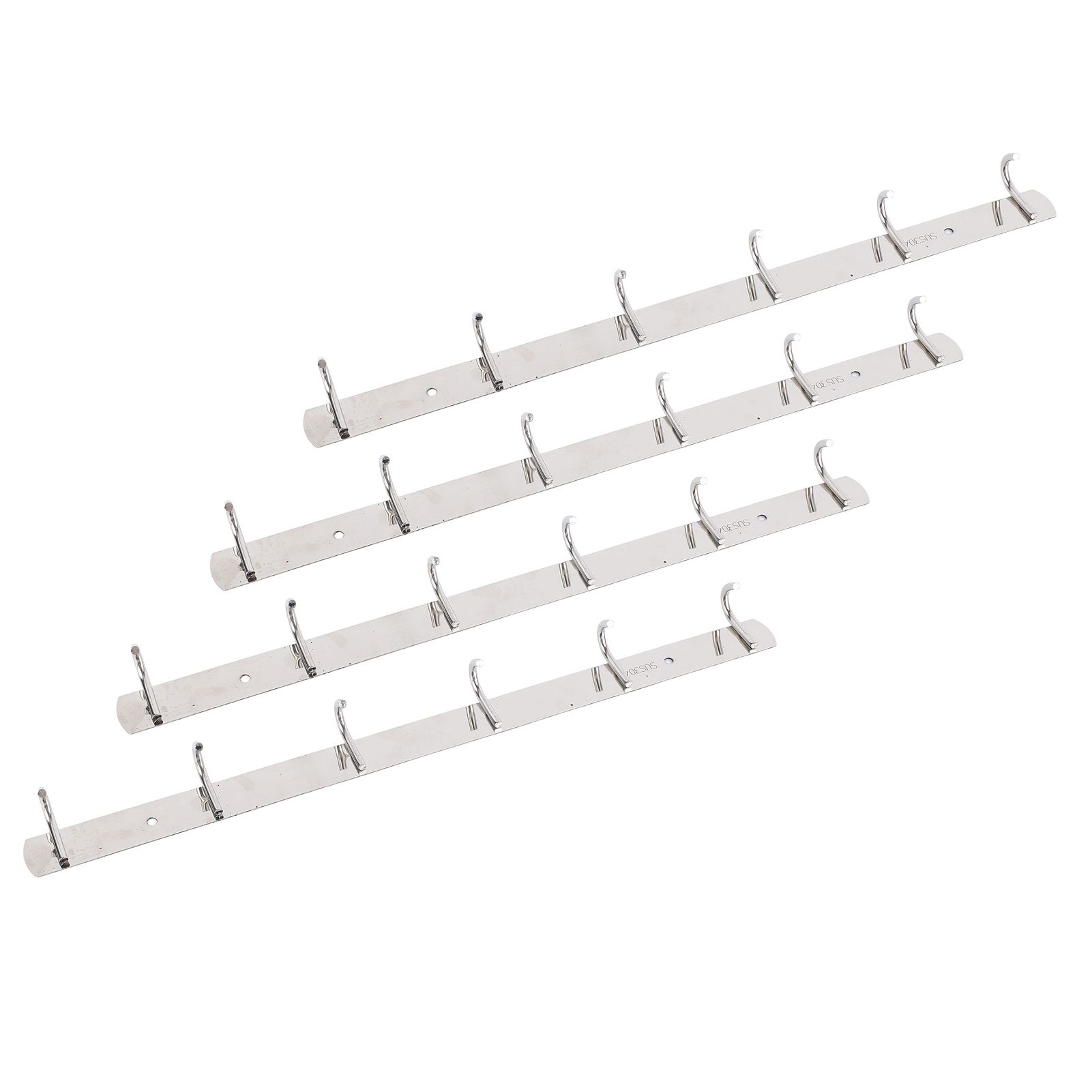 4 Pcs 6 Hooks Stainless Steel Cloak Hanger Wall Mounted Hanging Coat Rack for view 5