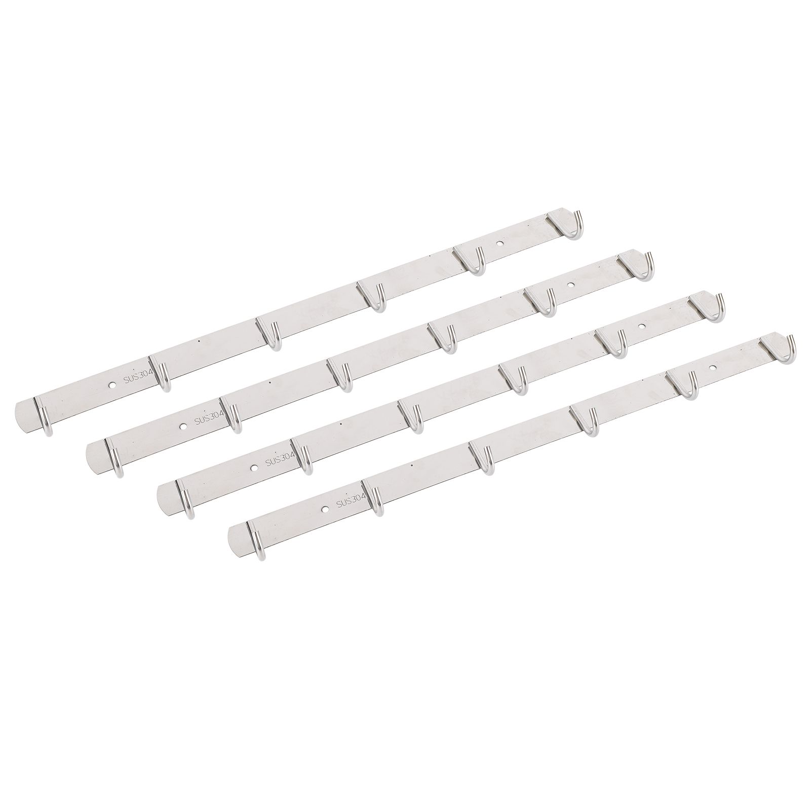 4 Pcs 6 Hooks Stainless Steel Cloak Hanger Wall Mounted Hanging Coat Rack for view 8