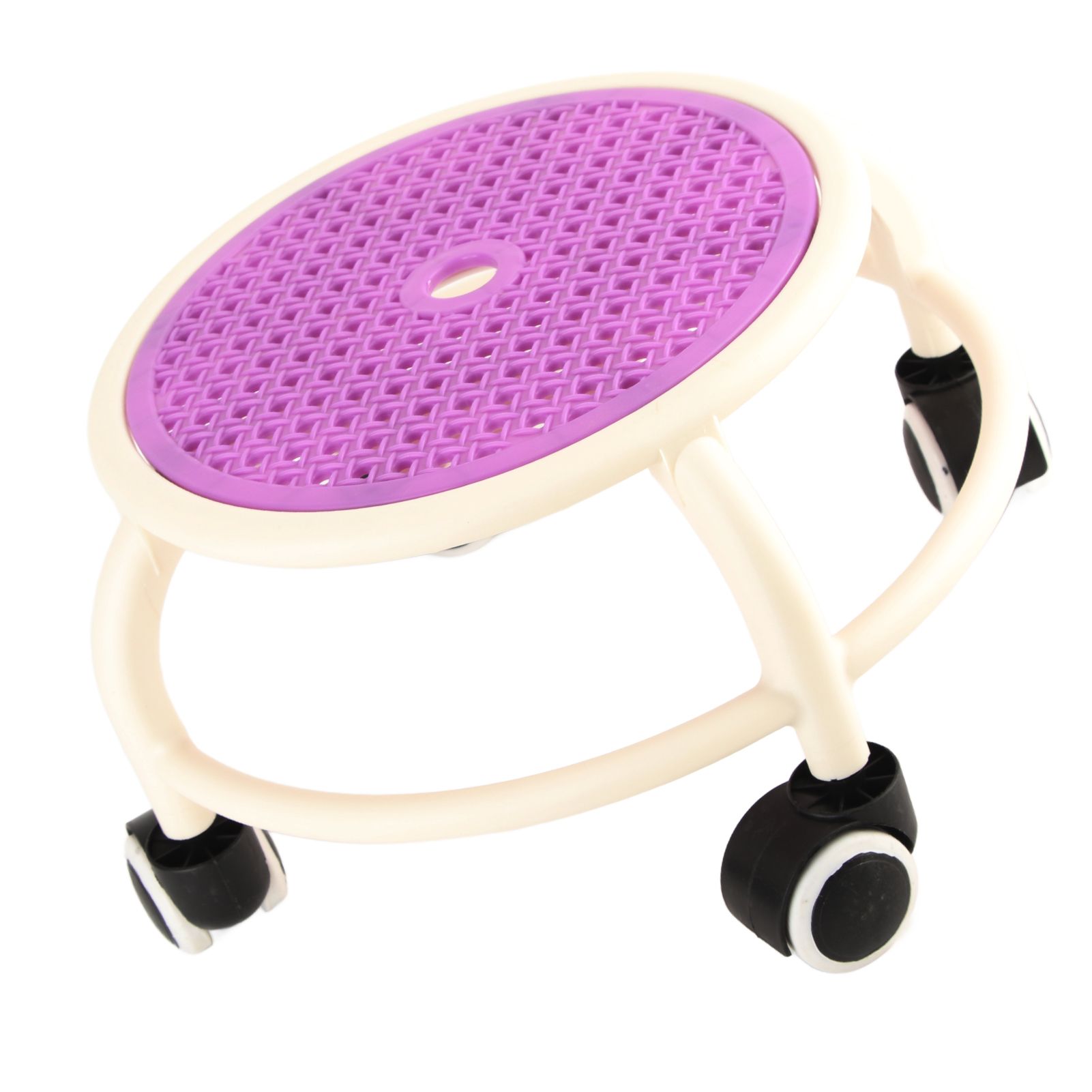 Round Rolling Low Stool Comfortable Universal Wheel Movable Mini Stool High view 7