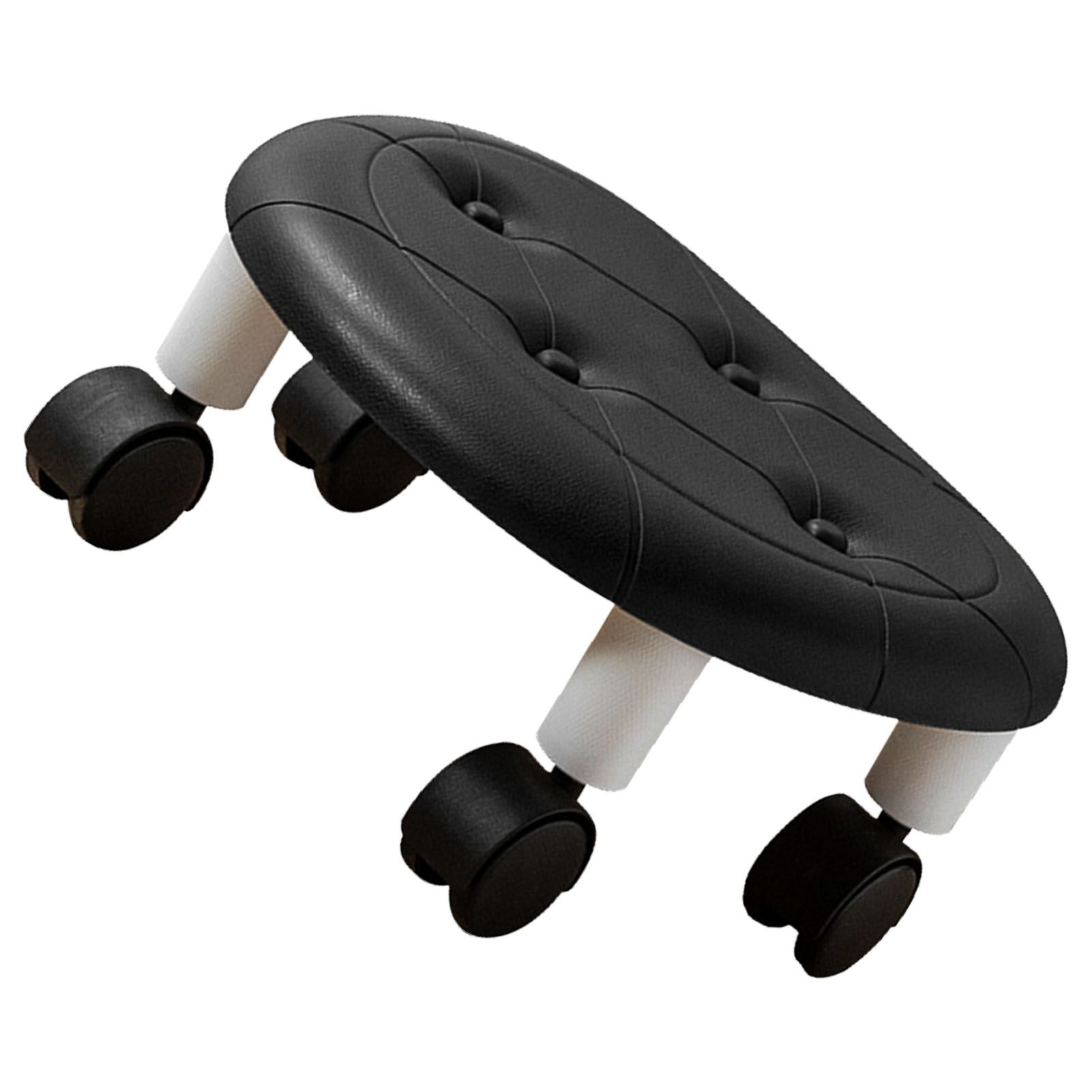 Round Low Rolling Stools Fuax Leather Universal Wheel Small Roller Swivel view 2