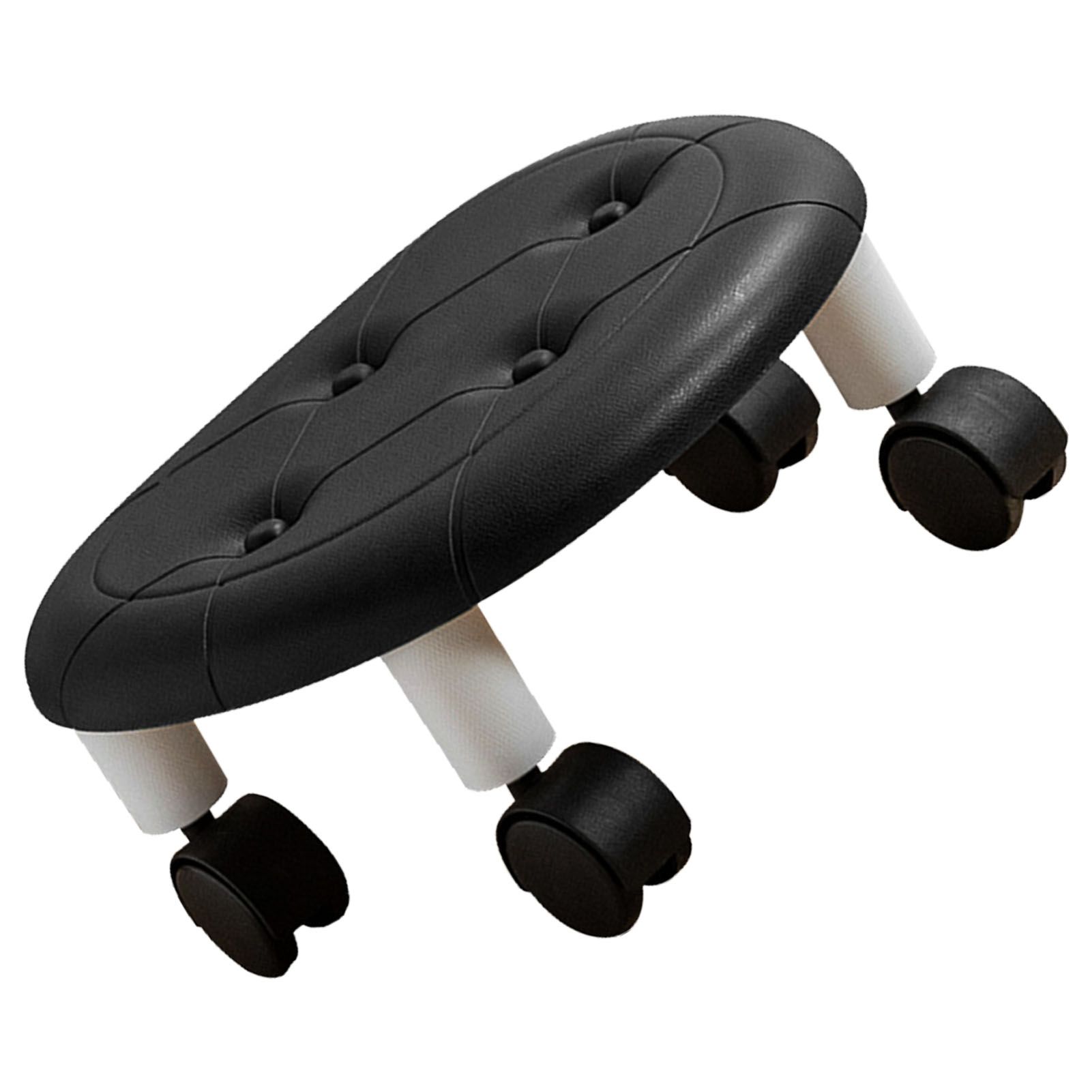 Round Low Rolling Stools Fuax Leather Universal Wheel Small Roller Swivel view 4