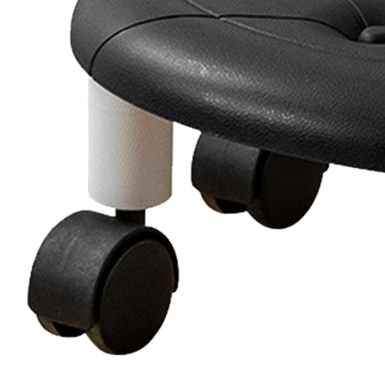 Round Low Rolling Stools Fuax Leather Universal Wheel Small Roller Swivel view 7