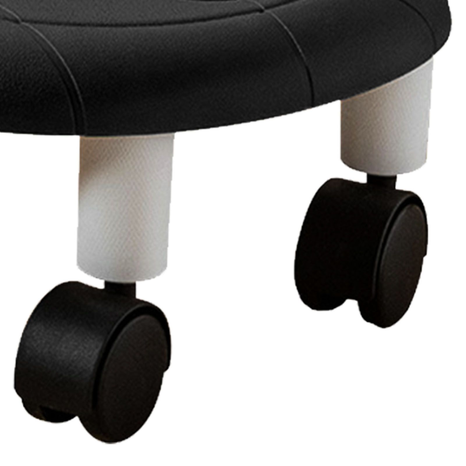 Round Low Rolling Stools Fuax Leather Universal Wheel Small Roller Swivel view 9