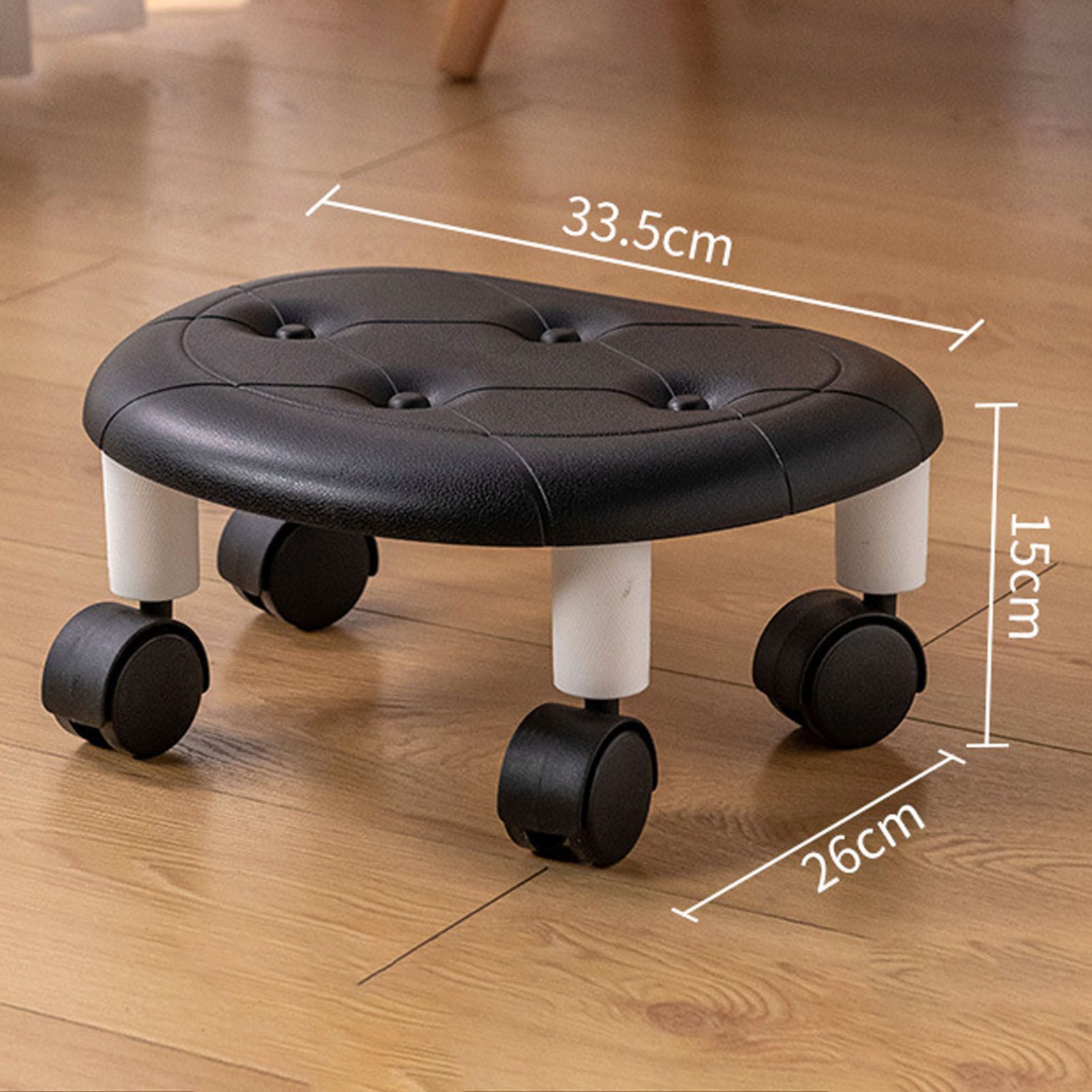 Round Low Rolling Stools Fuax Leather Universal Wheel Small Roller Swivel view 10
