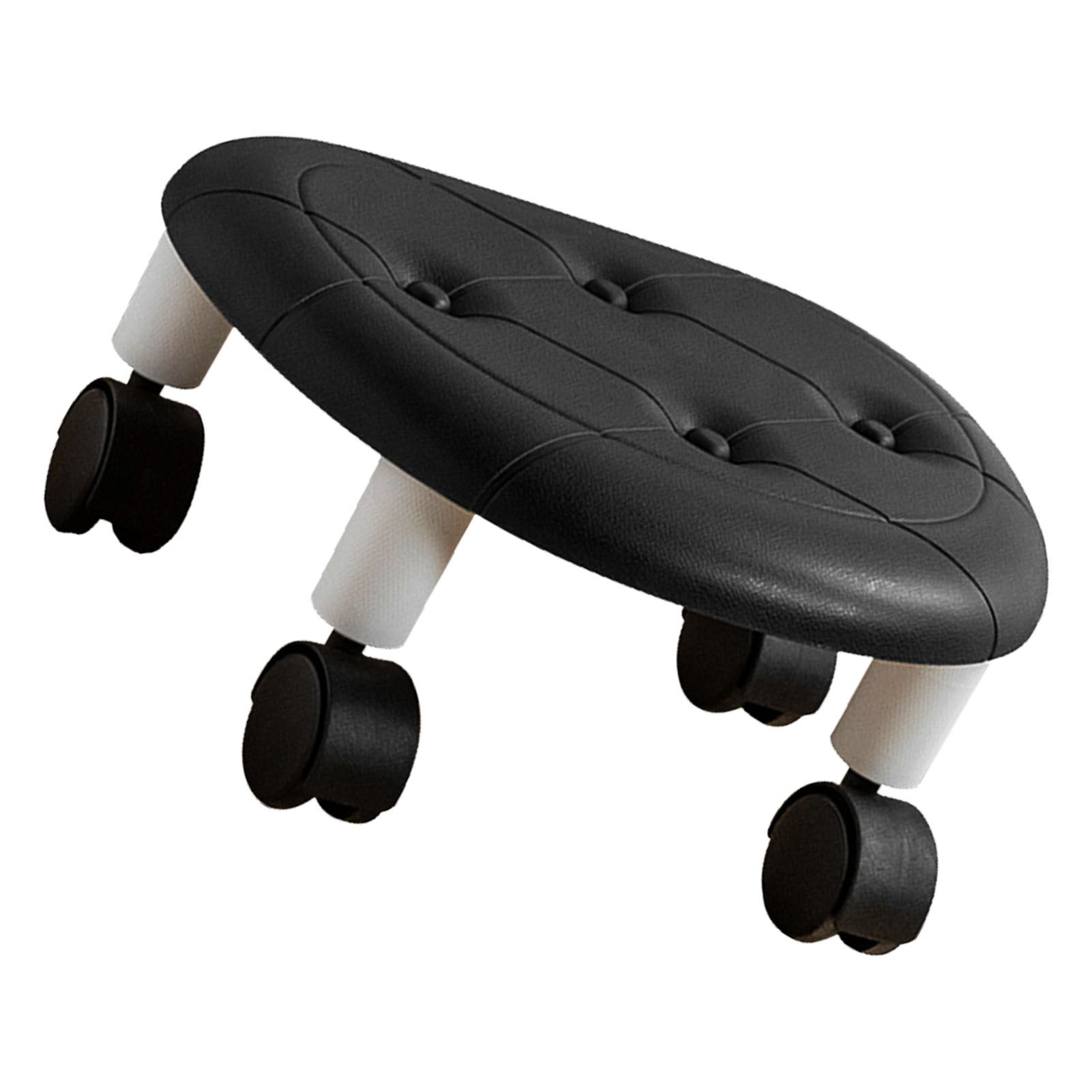 Round Low Rolling Stools Fuax Leather Universal Wheel Small Roller Swivel view 12