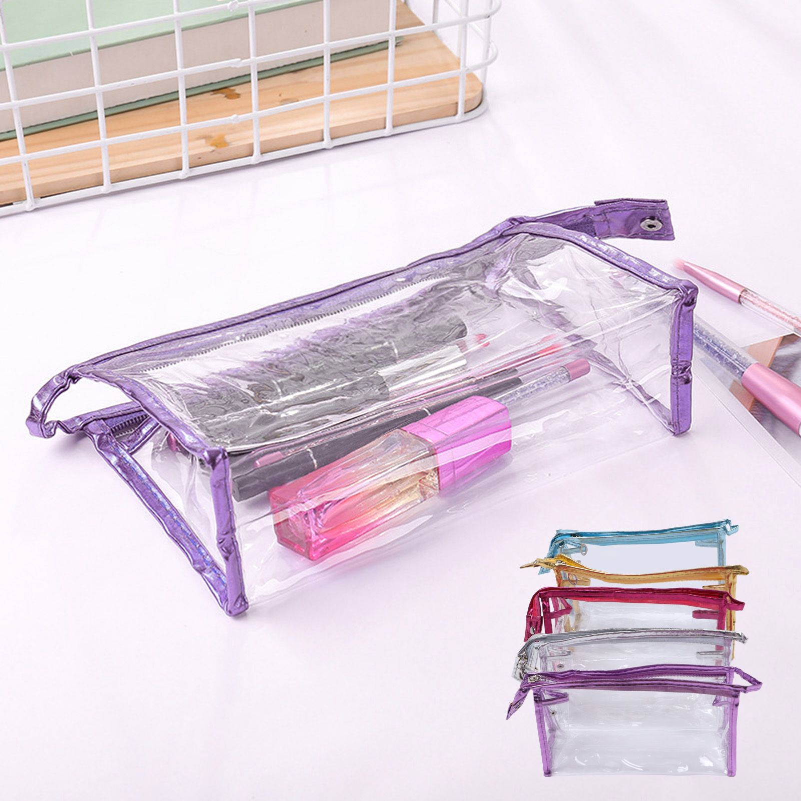 Clear Cosmetic Bag Waterproof Transparent PVC Makeup Toiletry Pouch with view 12