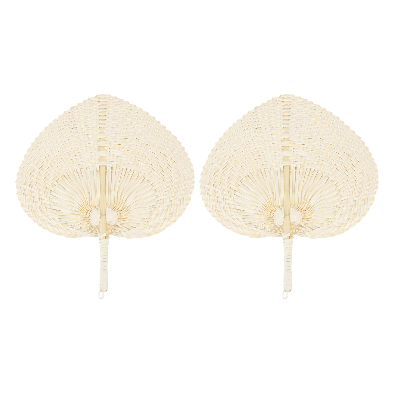 2 Pcs Handheld Leaf Braided Fan Handmade Bamboo Straw Chinese Craft Fan for view 4