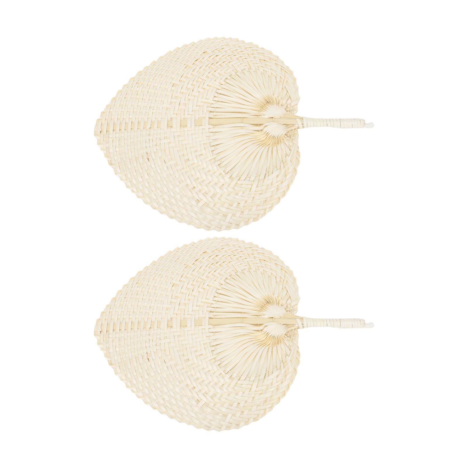 2 Pcs Handheld Leaf Braided Fan Handmade Bamboo Straw Chinese Craft Fan for view 9