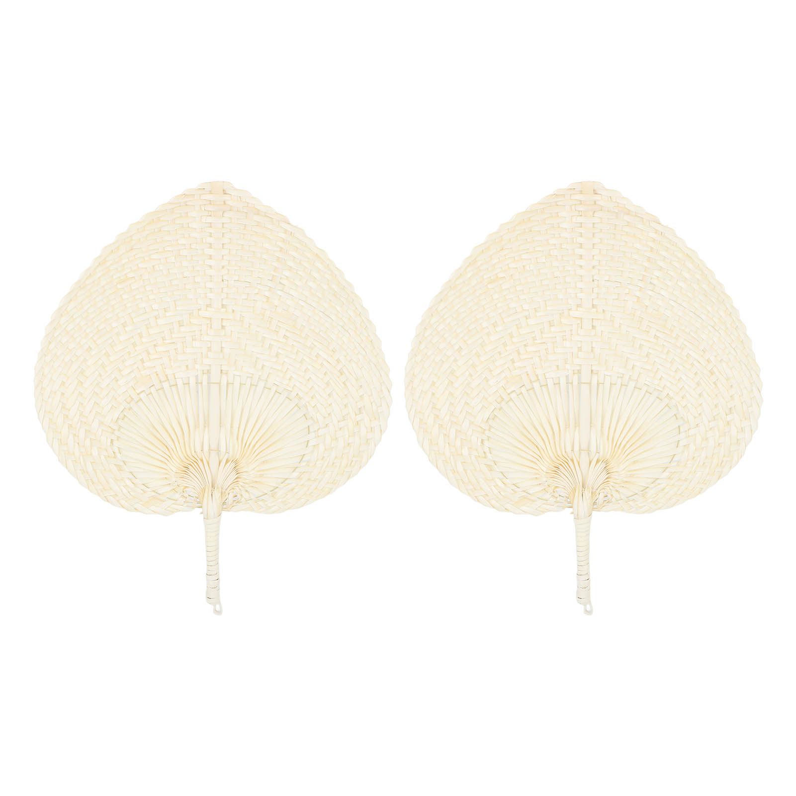 2 Pcs Handheld Leaf Braided Fan Handmade Bamboo Straw Chinese Craft Fan for view 10