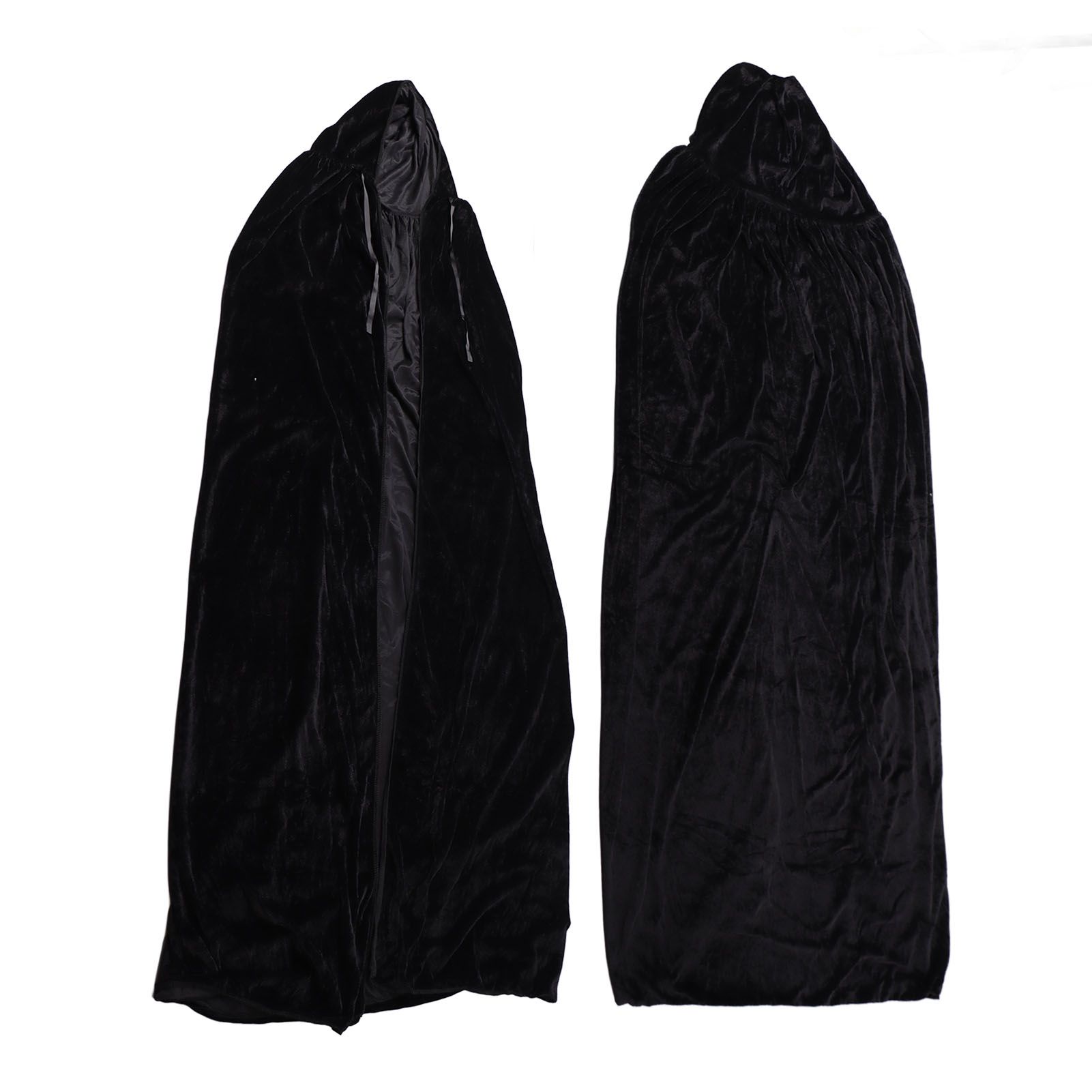 Hooded Cloak Large Witch Cape Black Velvet Comfortable to Wear Soft Touch view 10