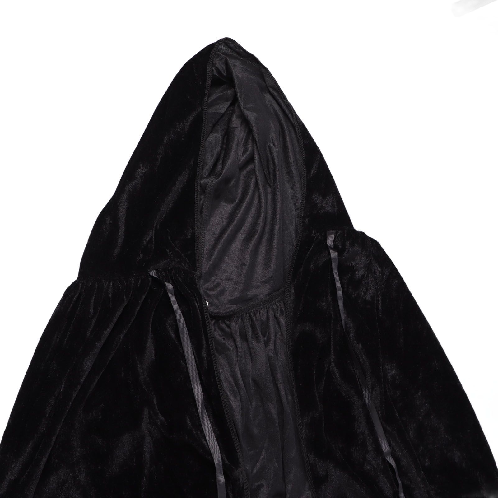 Hooded Cloak Large Witch Cape Black Velvet Comfortable to Wear Soft Touch view 13