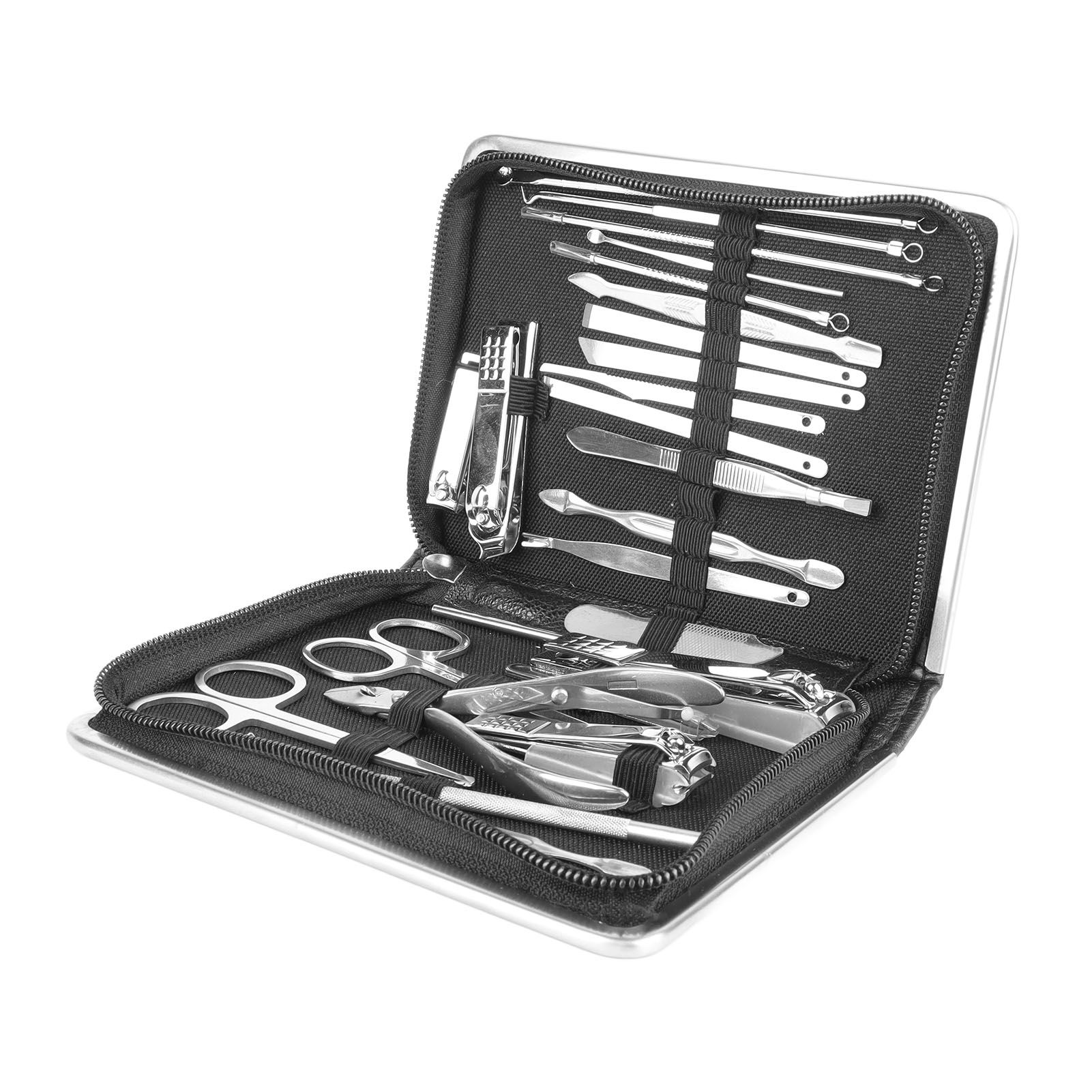 26PCS Manicure Set Black Nail Clippers Set Carbon Steel Manicure Tools Kit for view 3
