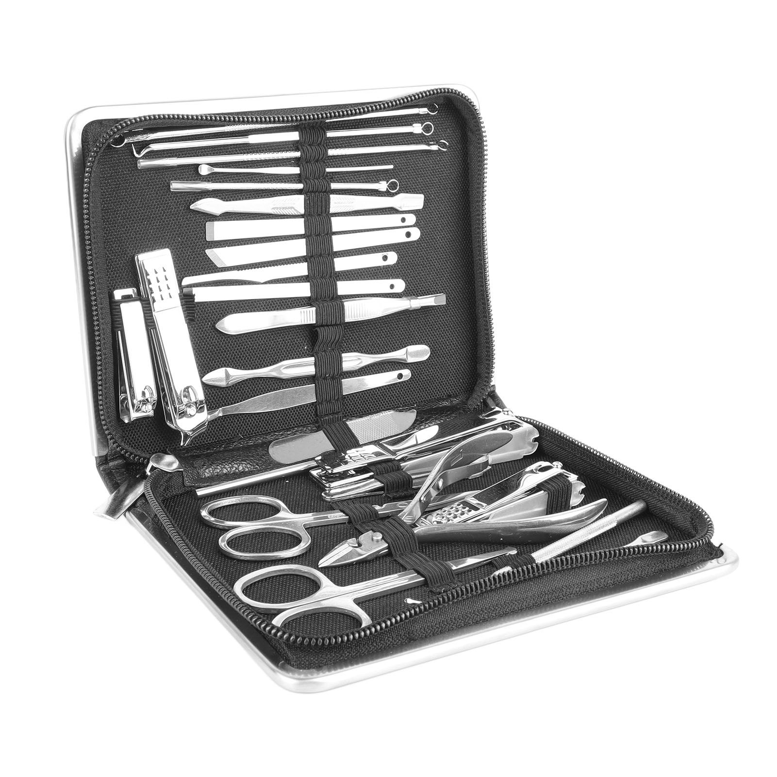 26PCS Manicure Set Black Nail Clippers Set Carbon Steel Manicure Tools Kit for view 4