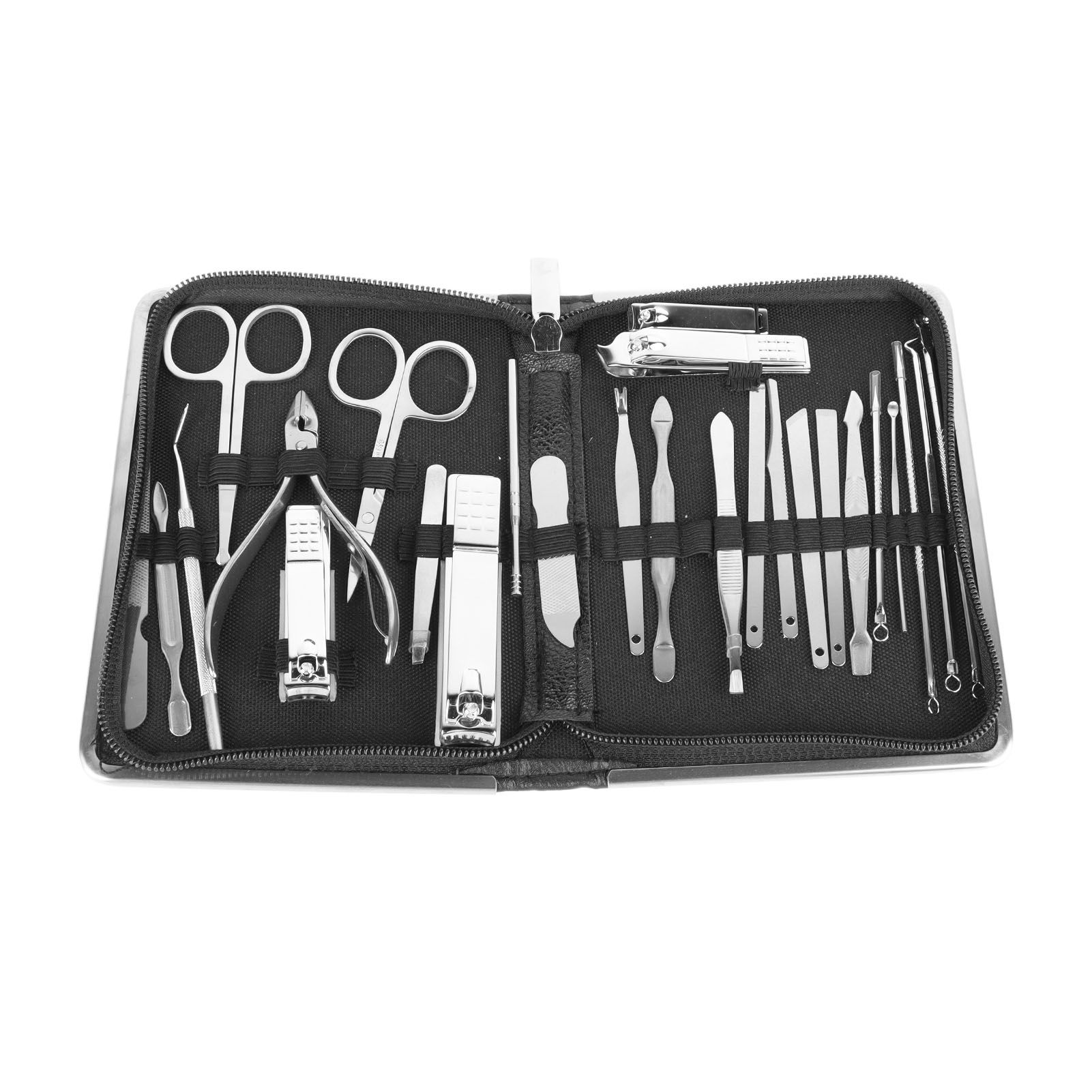 26PCS Manicure Set Black Nail Clippers Set Carbon Steel Manicure Tools Kit for view 6