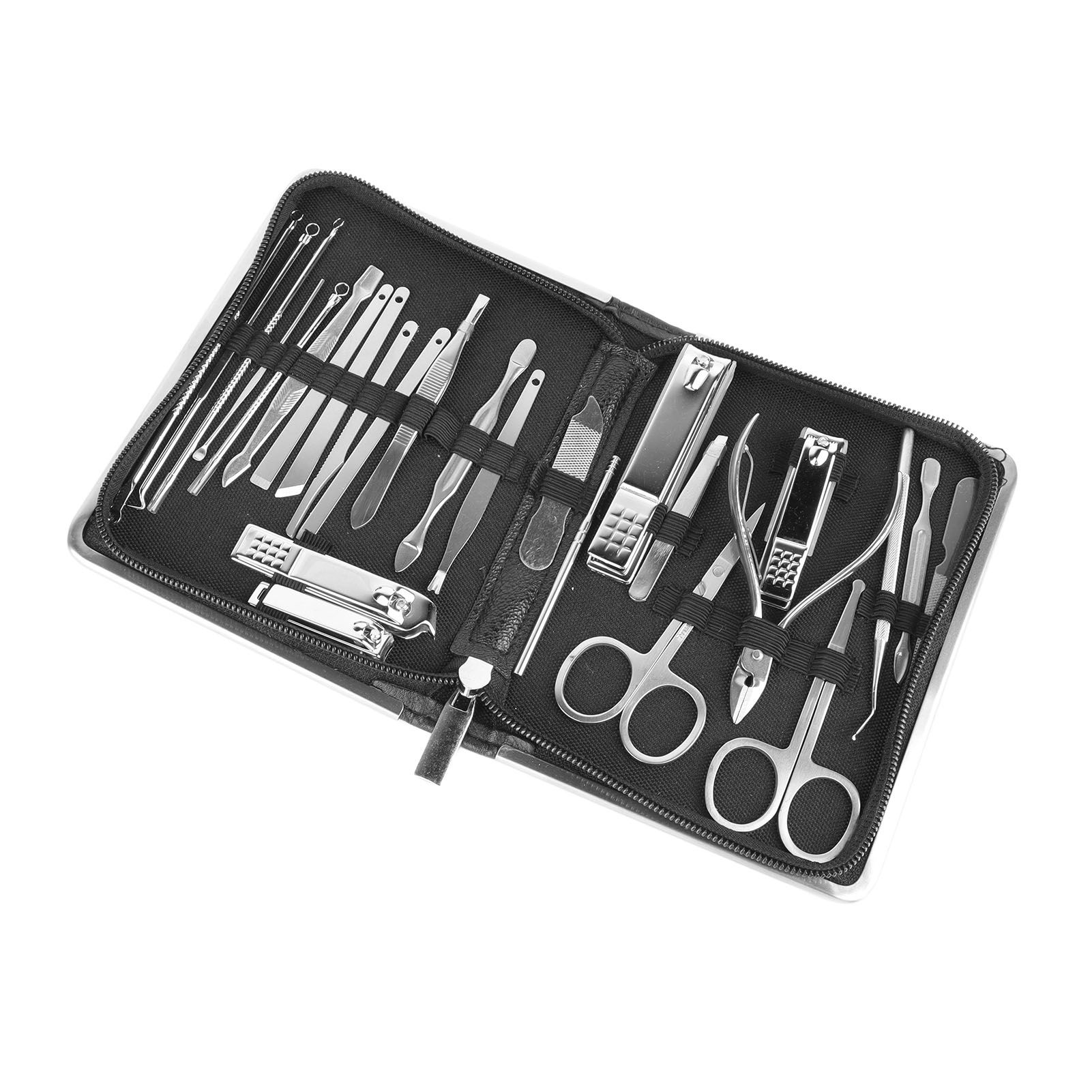 26PCS Manicure Set Black Nail Clippers Set Carbon Steel Manicure Tools Kit for view 8