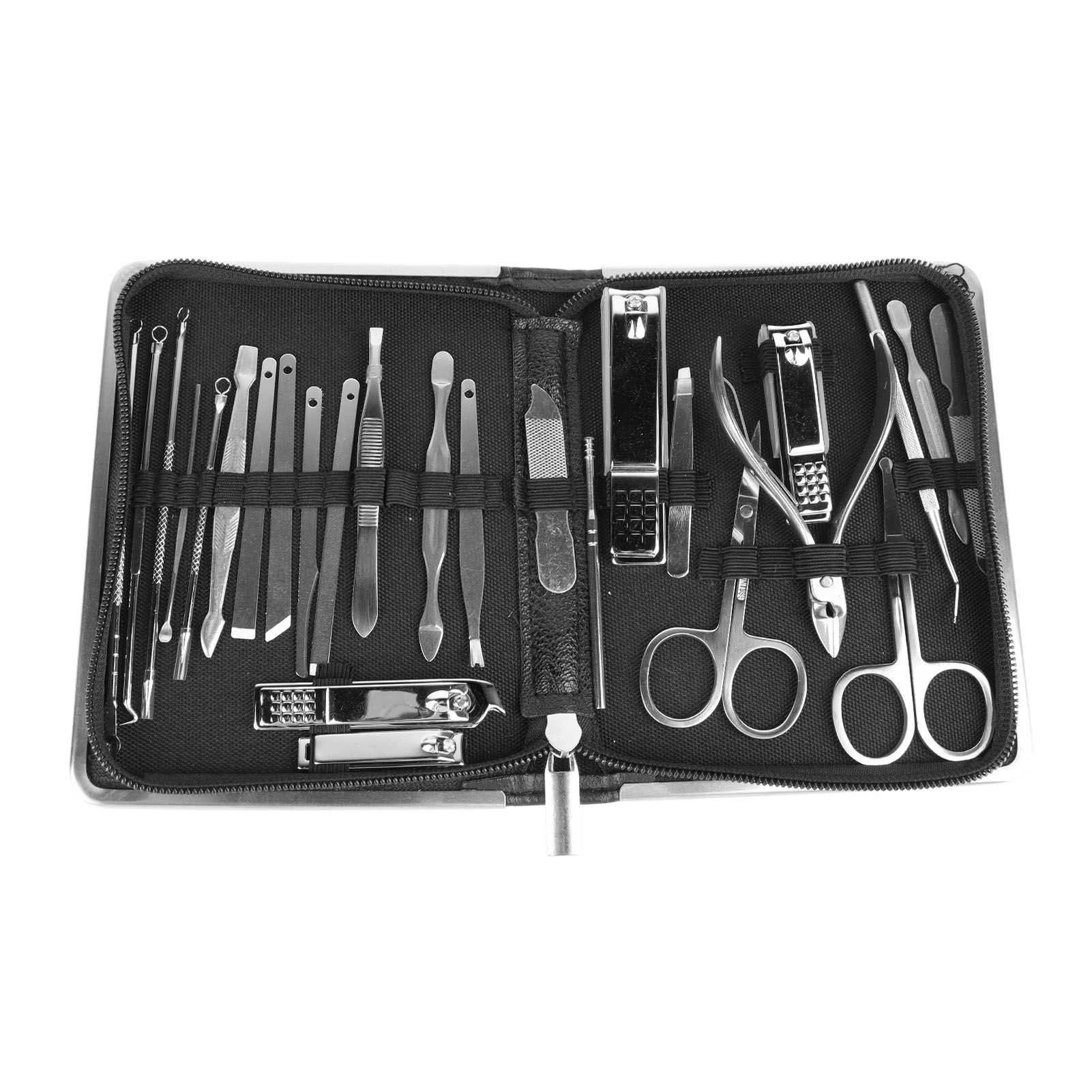 26PCS Manicure Set Black Nail Clippers Set Carbon Steel Manicure Tools Kit for view 10
