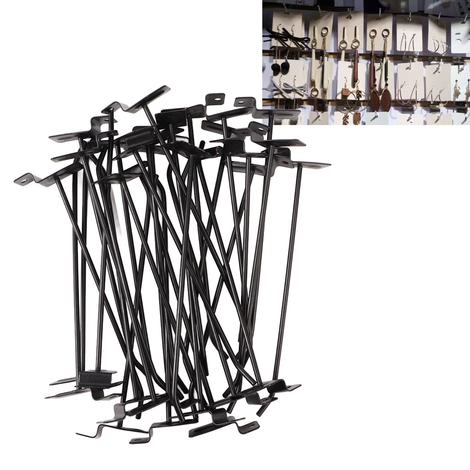 30PCS Panel Hooks Black Slatwall Hanger Thickened Easy Installation Anti Rust view 11