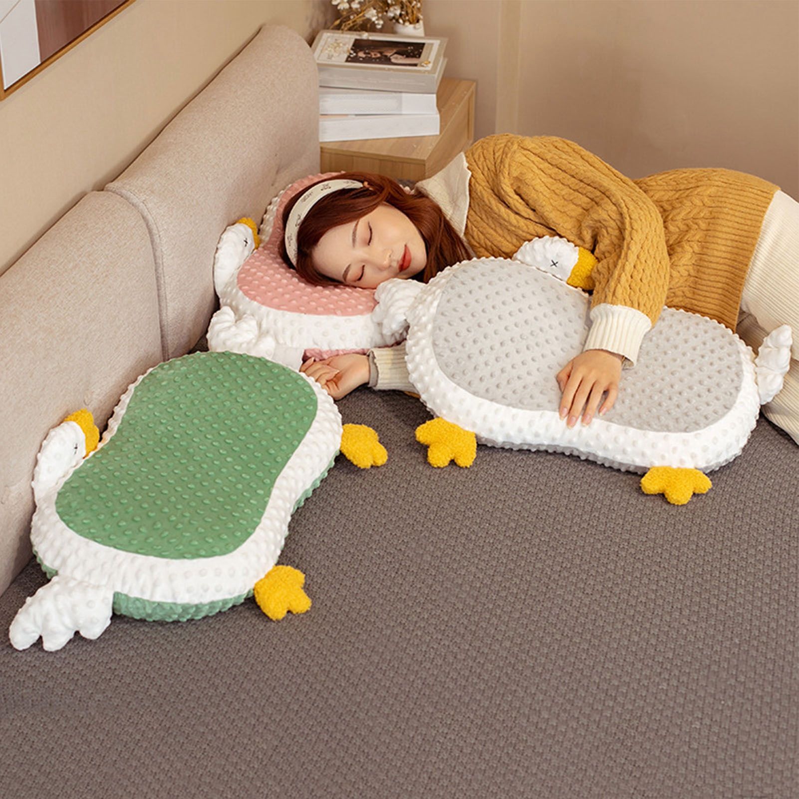 Cat Belly Pillow Memory Foam Slow Rebound Throw Pillow Goose Shape Fuzz Single view 6