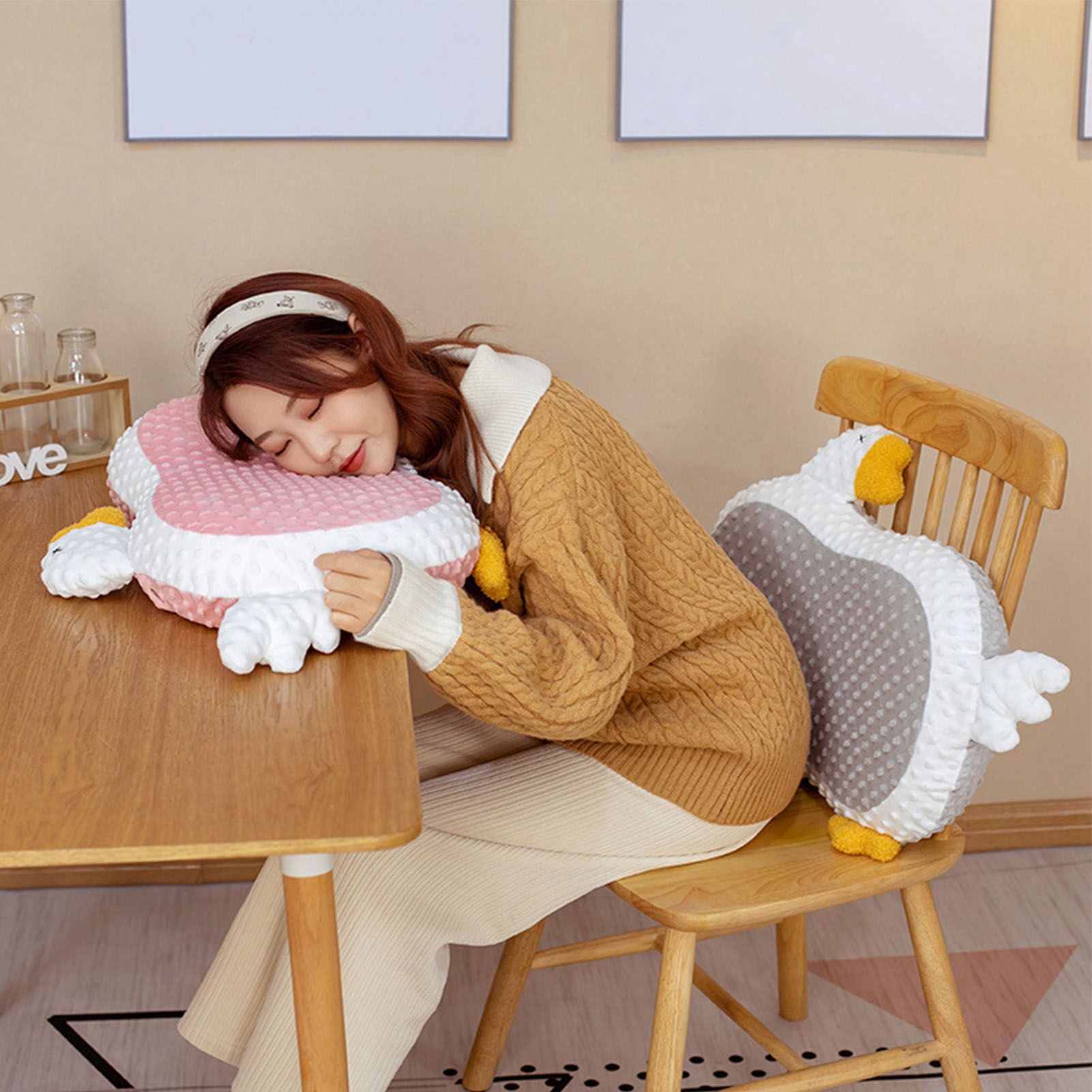 Cat Belly Pillow Memory Foam Slow Rebound Throw Pillow Goose Shape Fuzz Single view 11