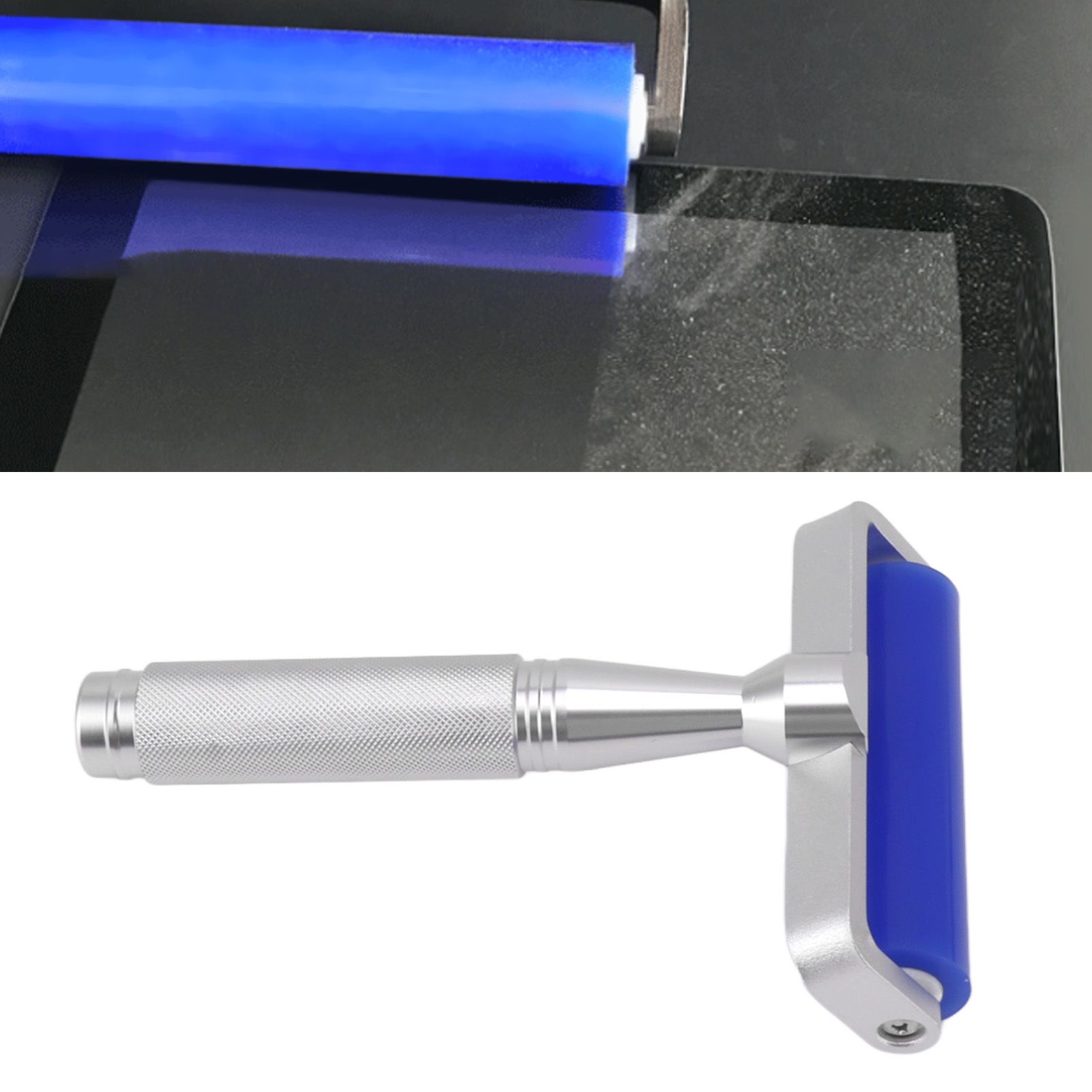 Silicone Screen Film Roller Blue Iron Bearing Anti Static High Resilience view 12
