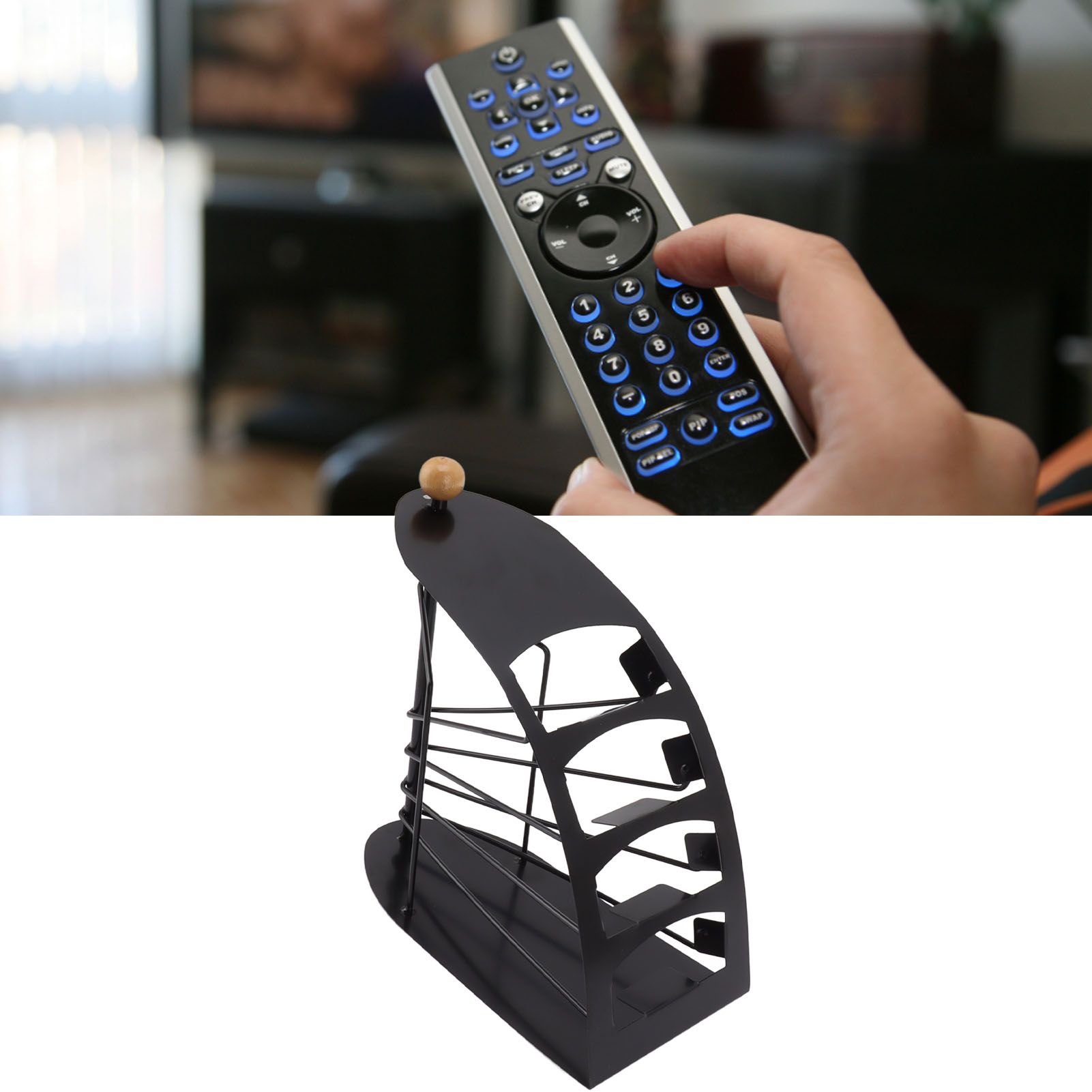 Remote Control Storage Rack Iron Holder Hollow 4 Compartment Remote Control view 12
