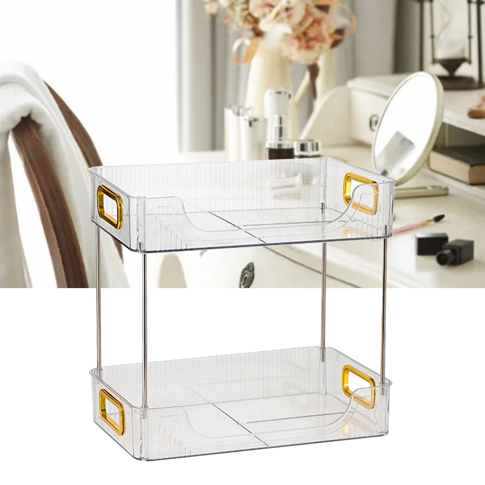 Desktop Organizer 2 Tier Ample Space Modern Storage Rack Shelves for Office view 5