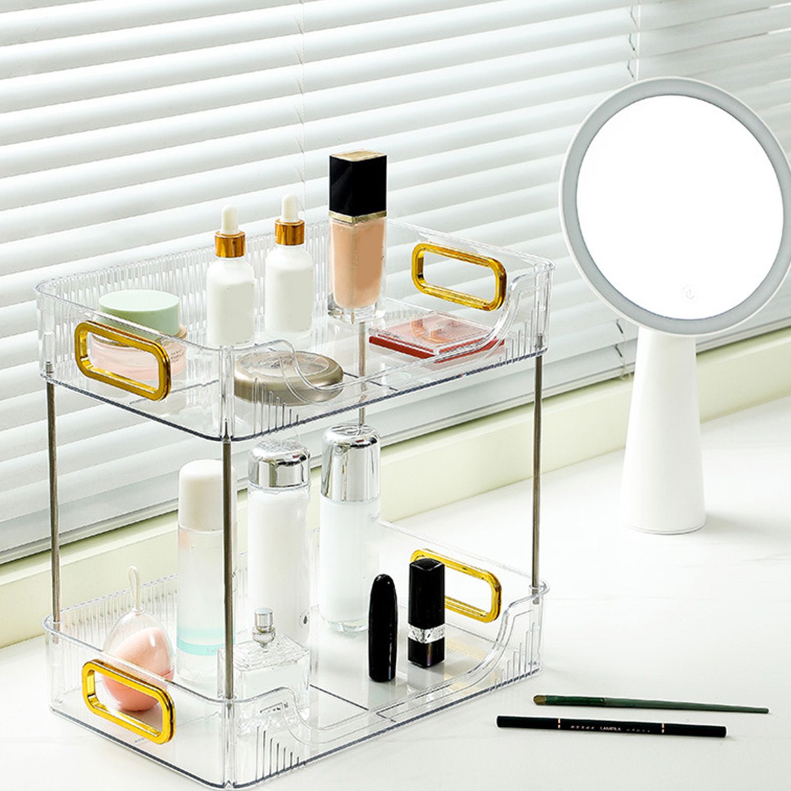 Desktop Organizer 2 Tier Ample Space Modern Storage Rack Shelves for Office view 12