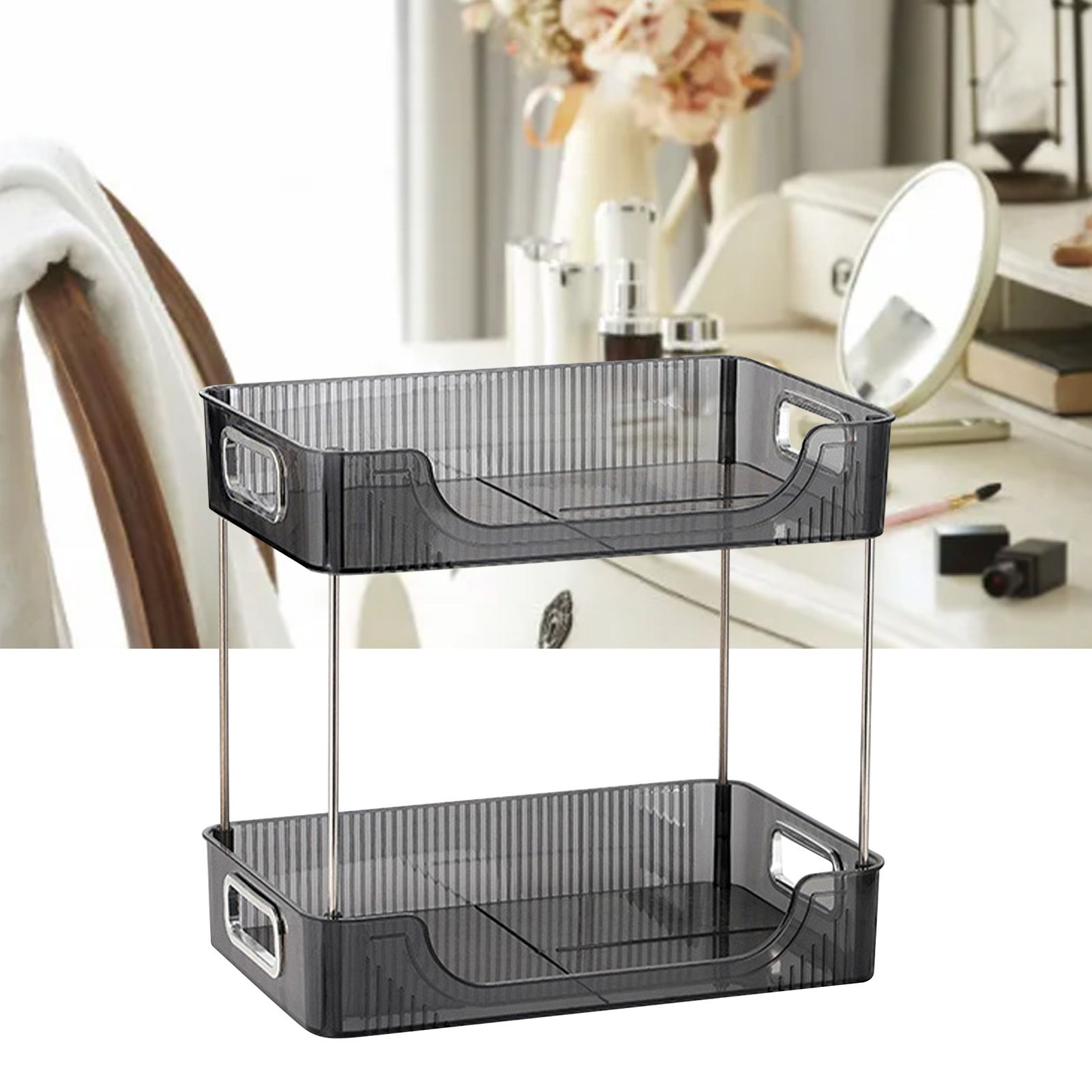 Desktop Organizer 2 Tier Ample Space Modern Storage Rack Shelves for Office view 5