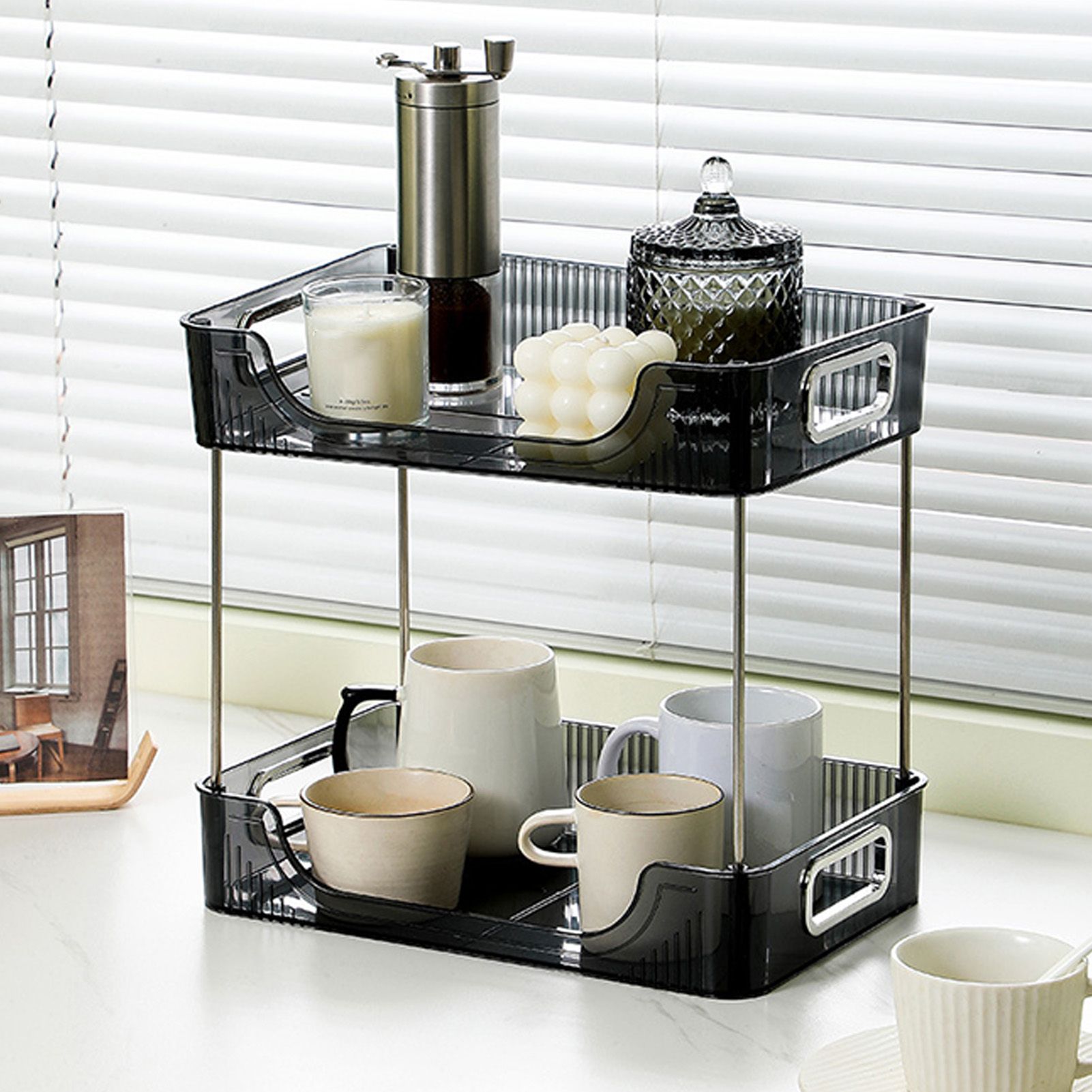 Desktop Organizer 2 Tier Ample Space Modern Storage Rack Shelves for Office view 10