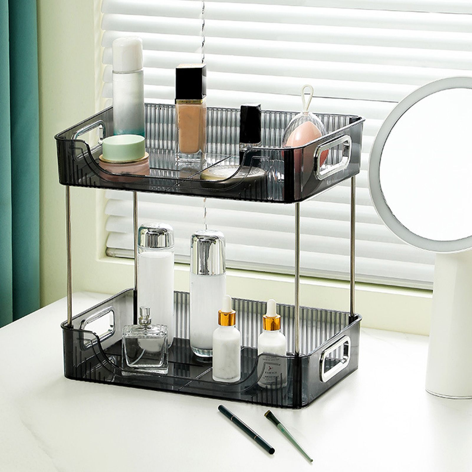 Desktop Organizer 2 Tier Ample Space Modern Storage Rack Shelves for Office view 11