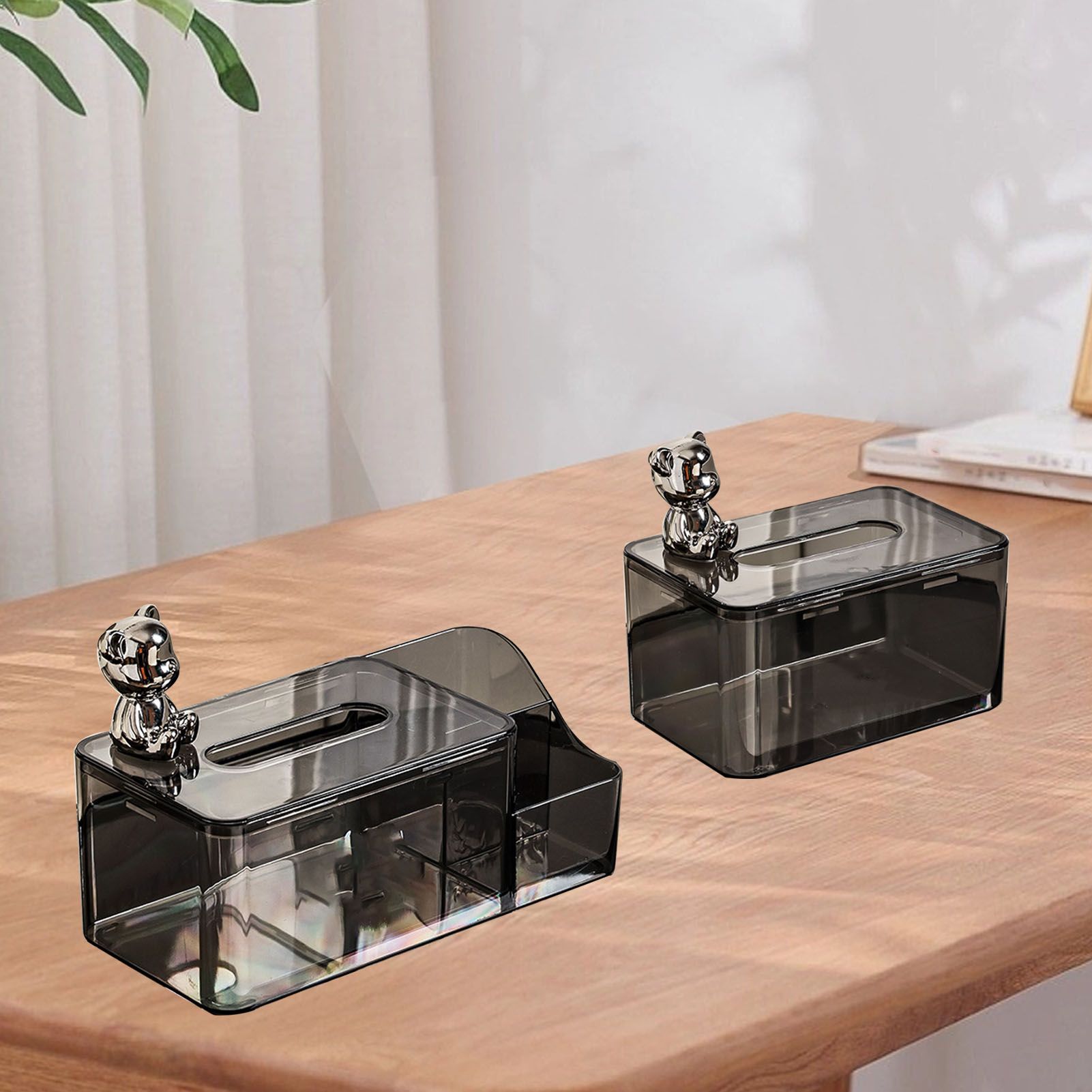 Tissue Storage Box Beautiful Easy To Access Grey Plastic Tissue Box Holder for view 10