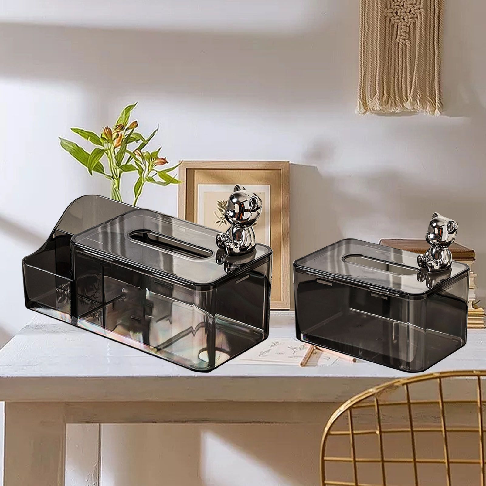 Tissue Storage Box Beautiful Easy To Access Grey Plastic Tissue Box Holder for view 13