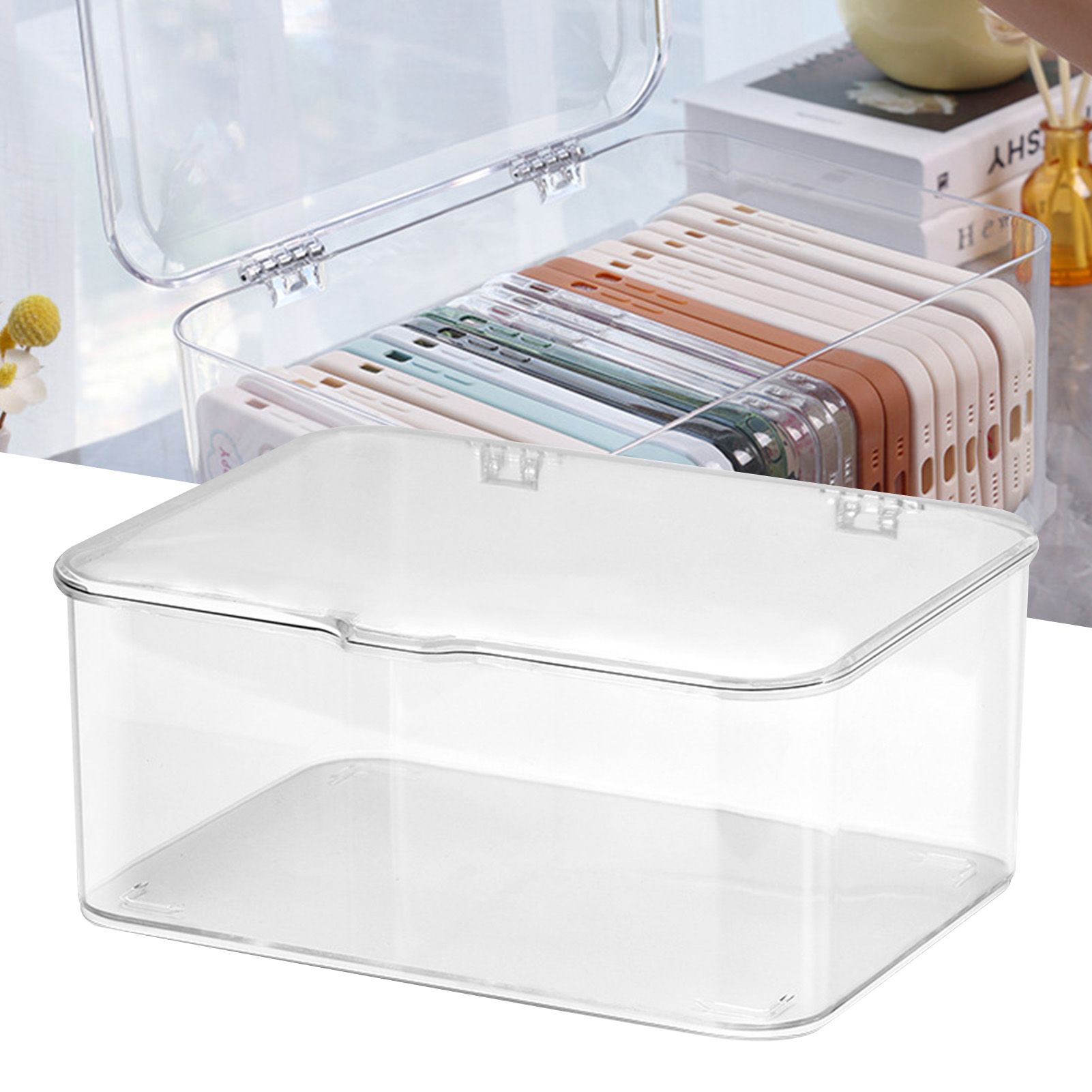 Desk Storage Box Plastic Large Capacity Dustproof Multi Functional Phone Case view 5