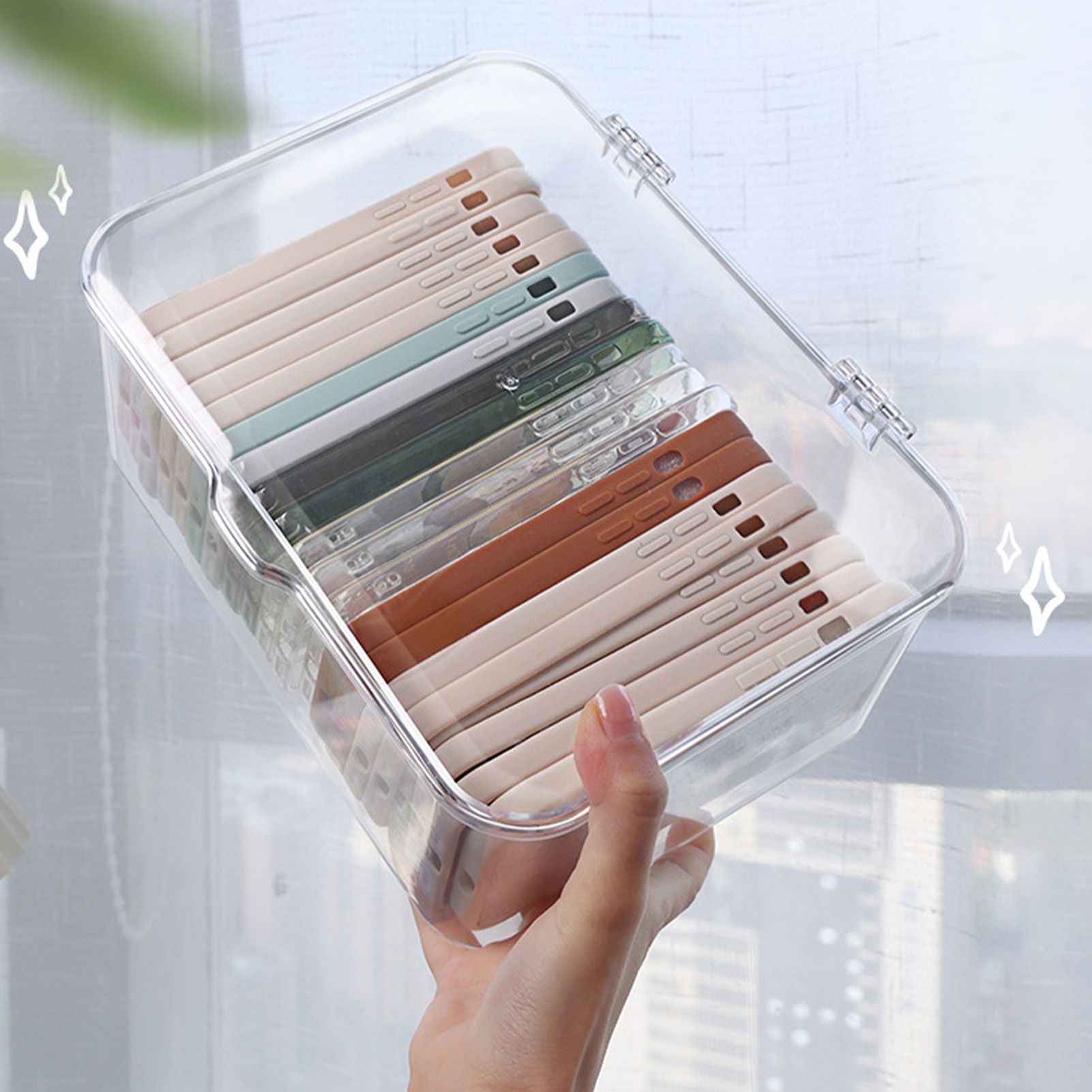 Desk Storage Box Plastic Large Capacity Dustproof Multi Functional Phone Case view 11