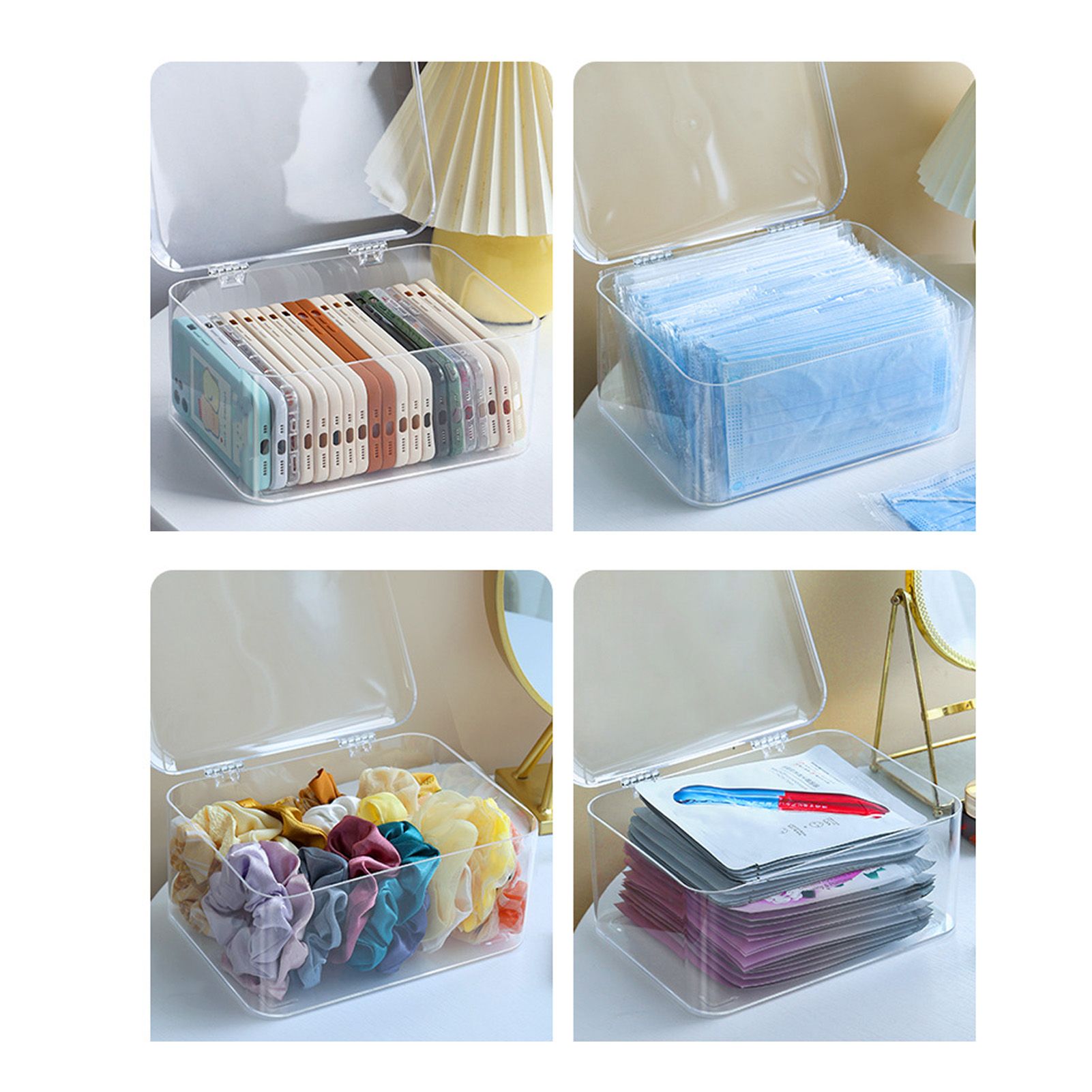 Desk Storage Box Plastic Large Capacity Dustproof Multi Functional Phone Case view 13