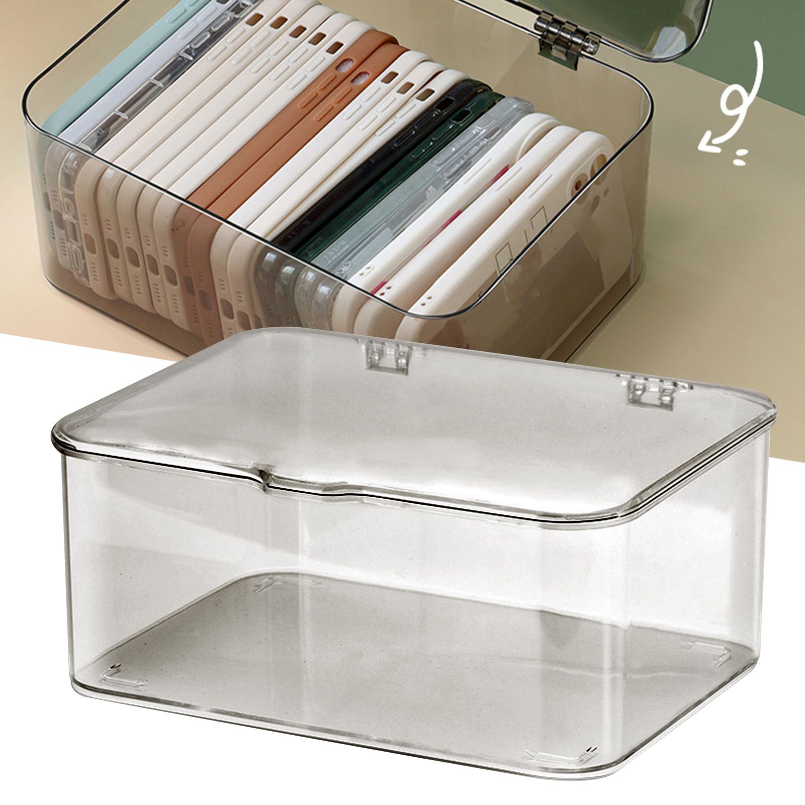 Desk Storage Box Plastic Large Capacity Dustproof Multi Functional Phone Case view 5