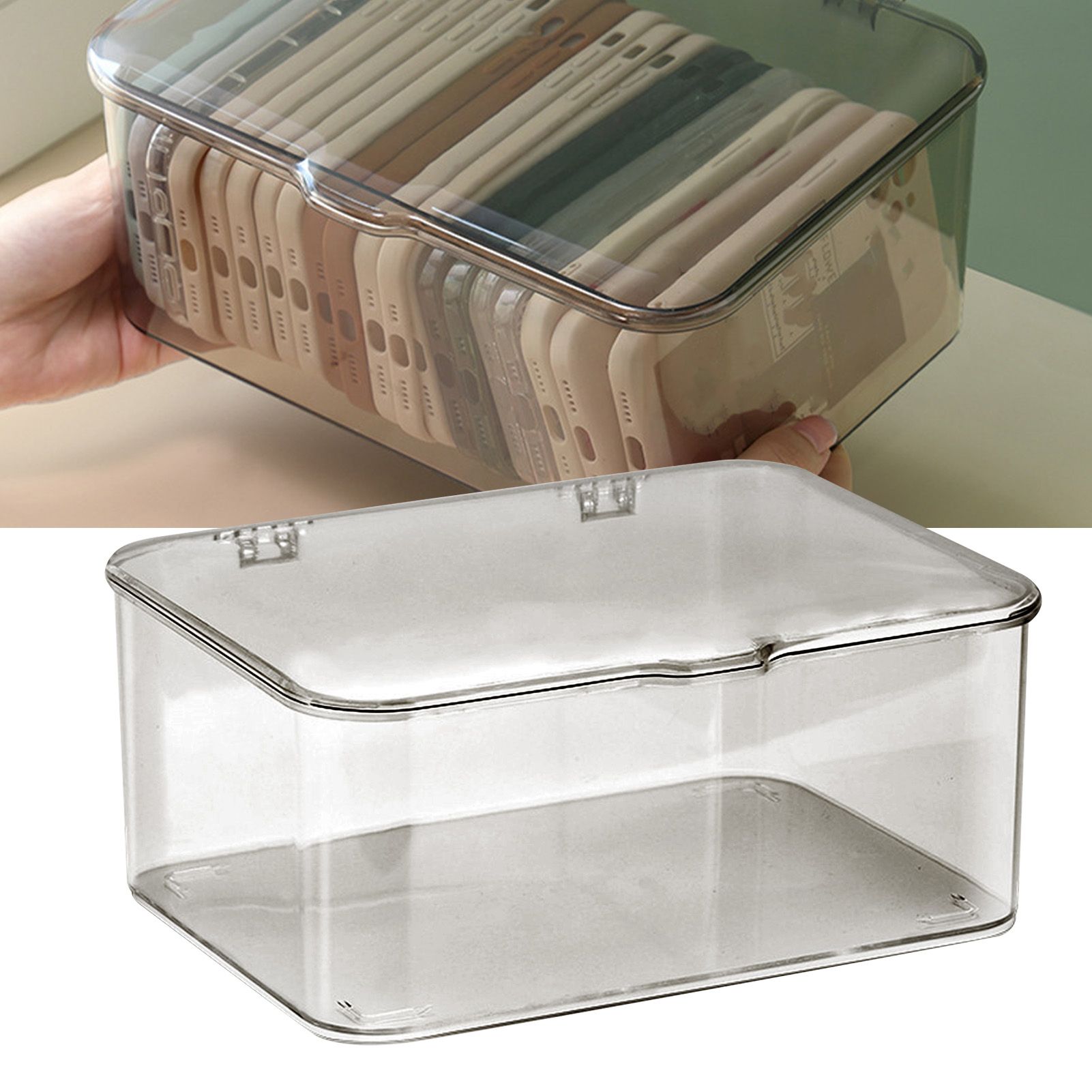 Desk Storage Box Plastic Large Capacity Dustproof Multi Functional Phone Case view 6