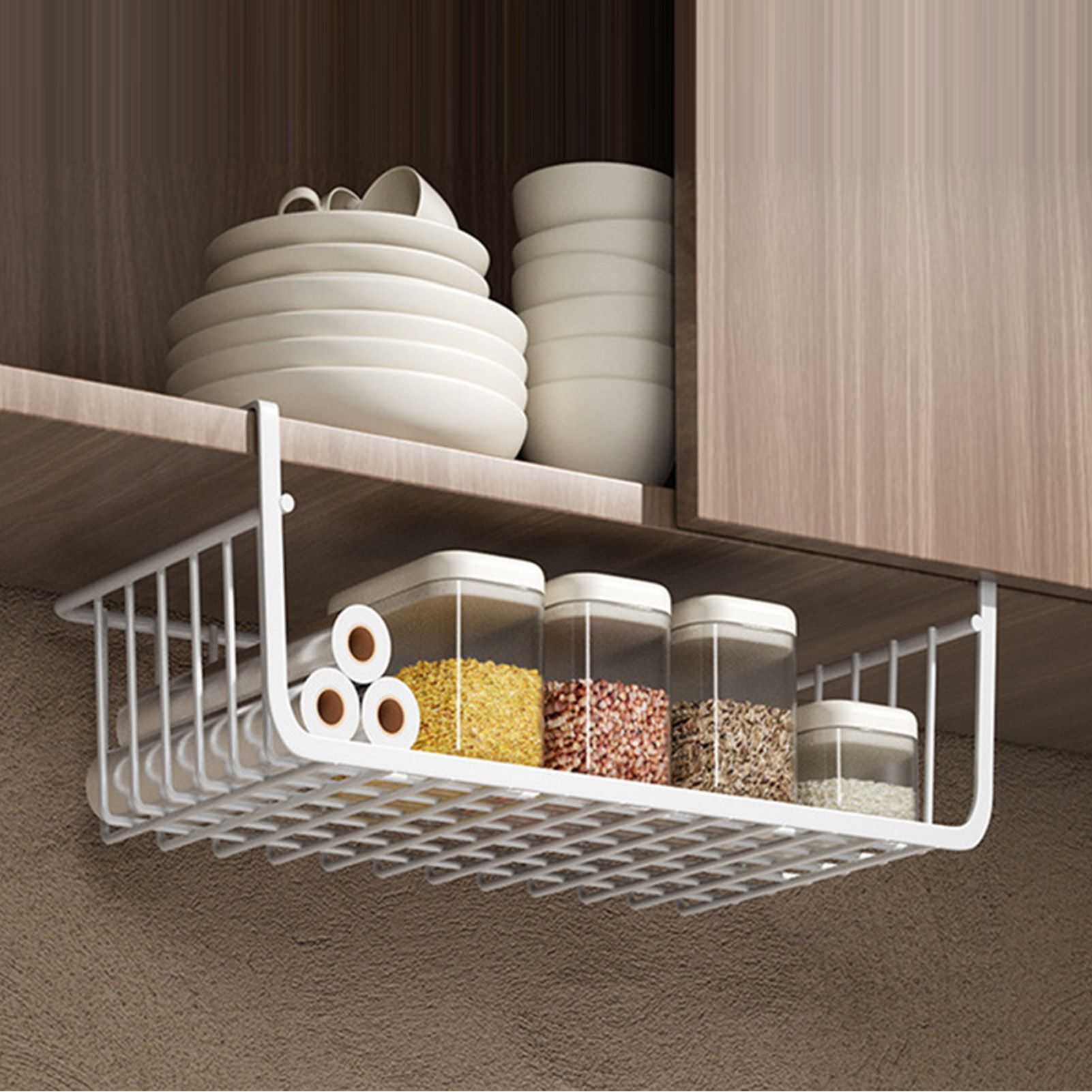 Under Shelf Storage Basket Multipurpose All Metal Under Shelf Wire Basket for