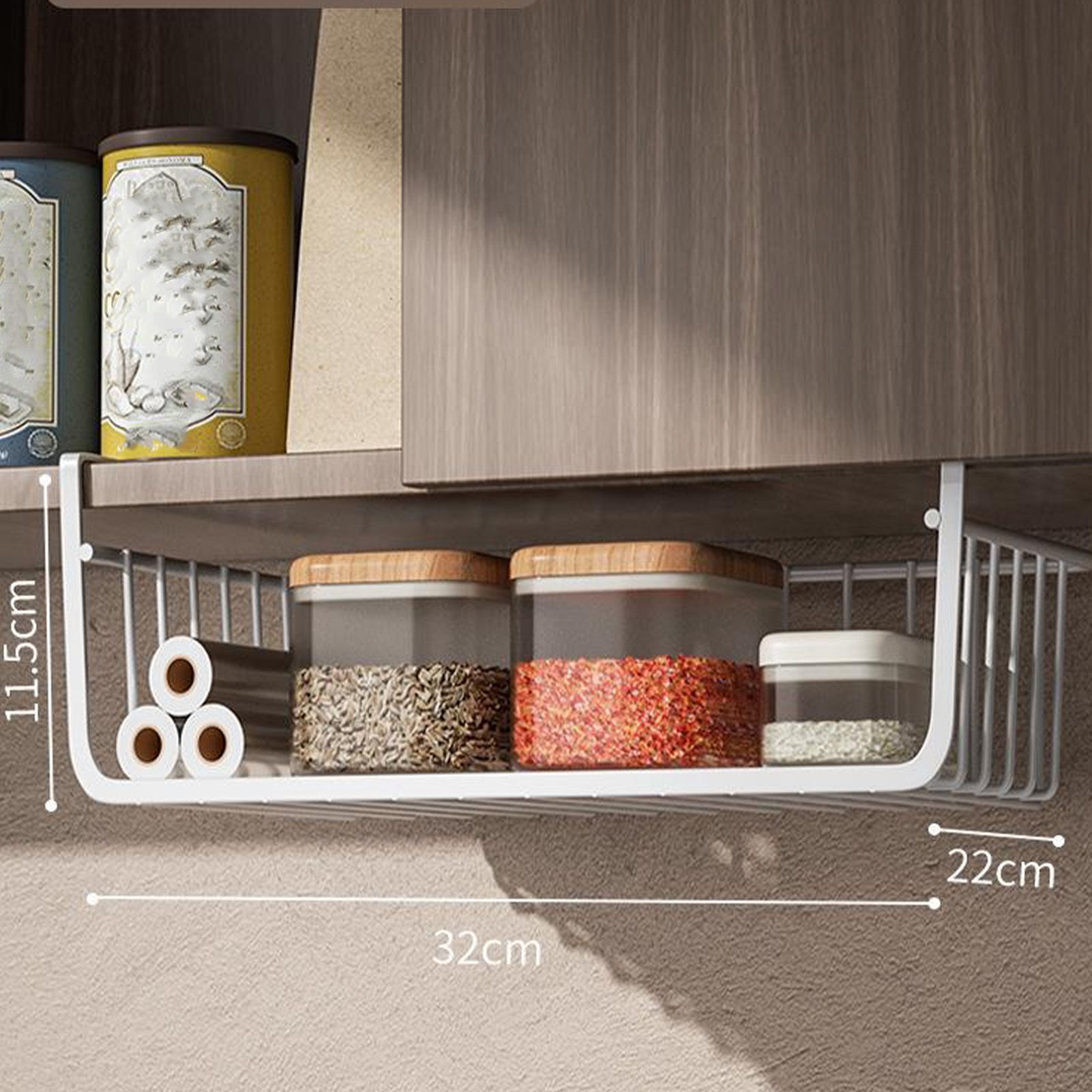 Under Shelf Storage Basket Multipurpose All Metal Under Shelf Wire Basket for view 2