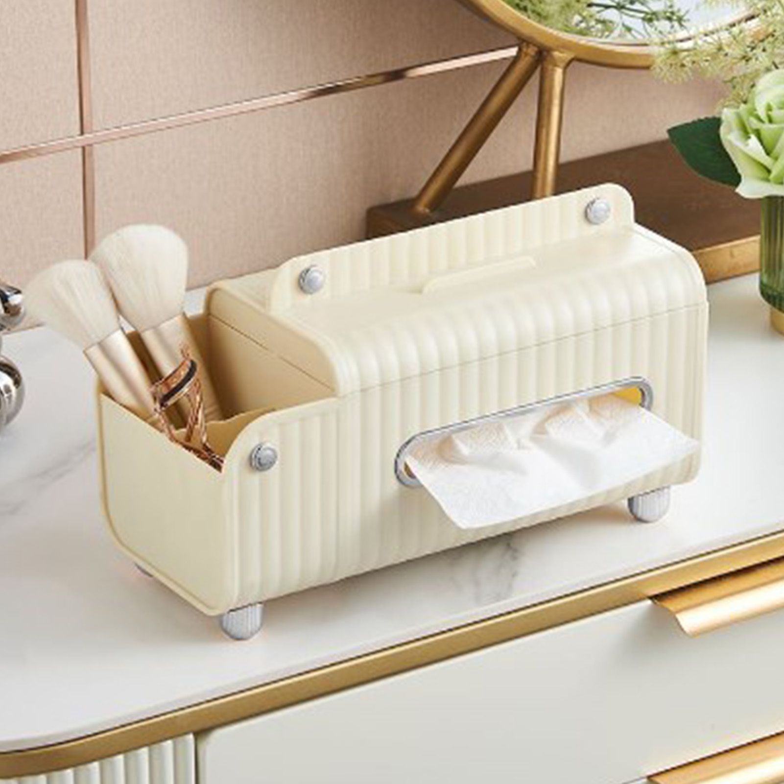 Tissue Box Cover HIPS ABS Multifunctional Desktop Rectangular Napkin Dispenser view 11