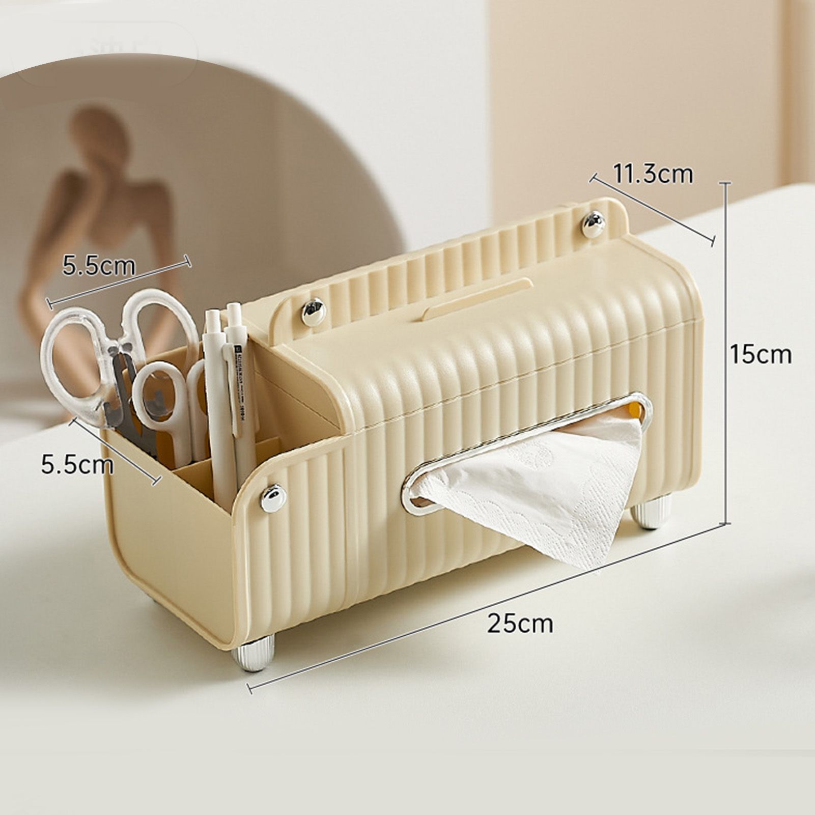 Tissue Box Cover HIPS ABS Multifunctional Desktop Rectangular Napkin Dispenser view 12