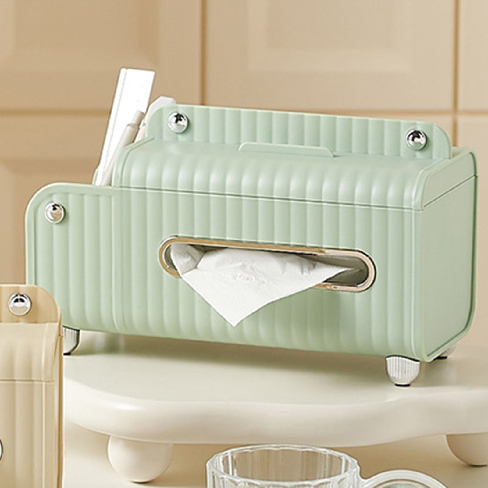 Tissue Box Cover HIPS ABS Multifunctional Desktop Rectangular Napkin Dispenser view 11