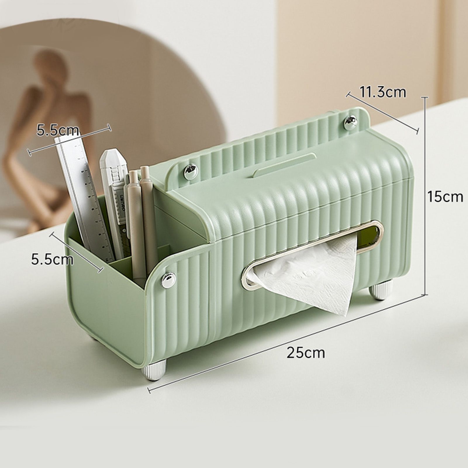 Tissue Box Cover HIPS ABS Multifunctional Desktop Rectangular Napkin Dispenser view 12